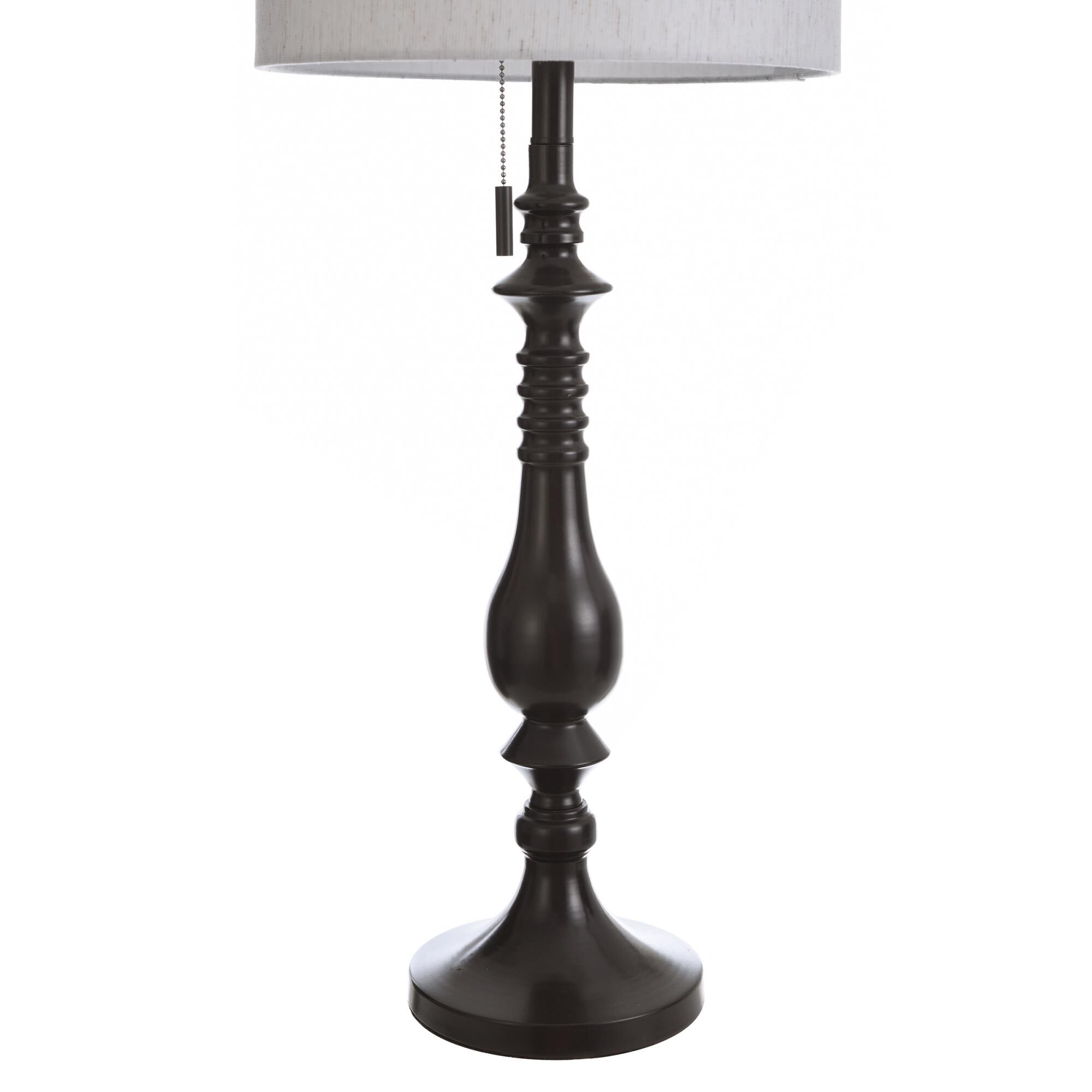 Shown in Oil Rubbed Bronze, Black, Off White finish and White Polyester Fabric shade