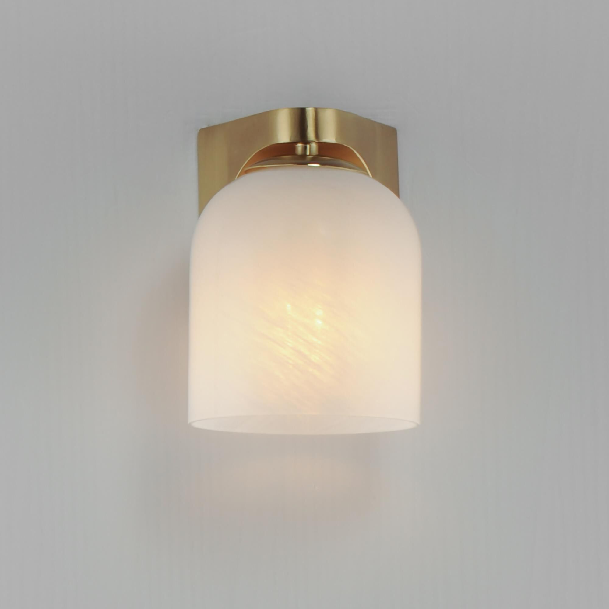 Shown in Natural Aged Brass finish and Marble glass and Glass shade