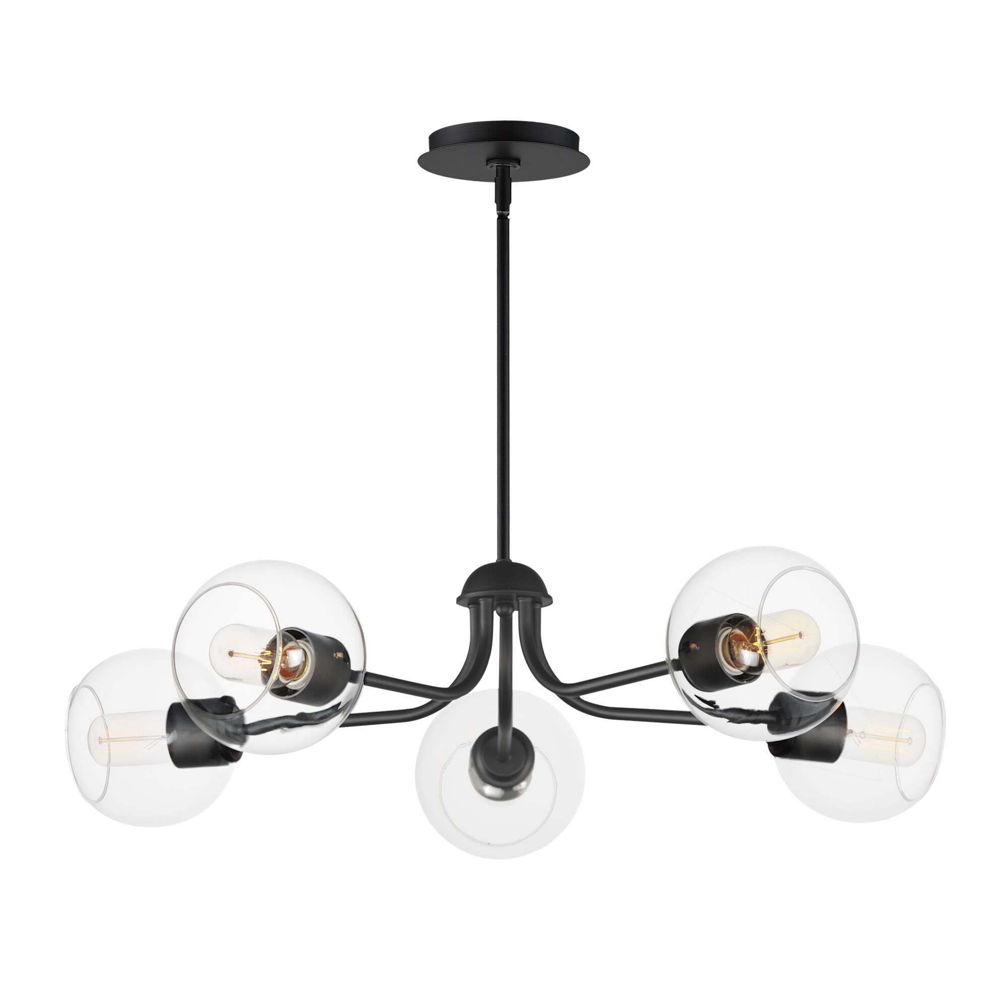 Shown in Black finish and Clear glass and Glass shade