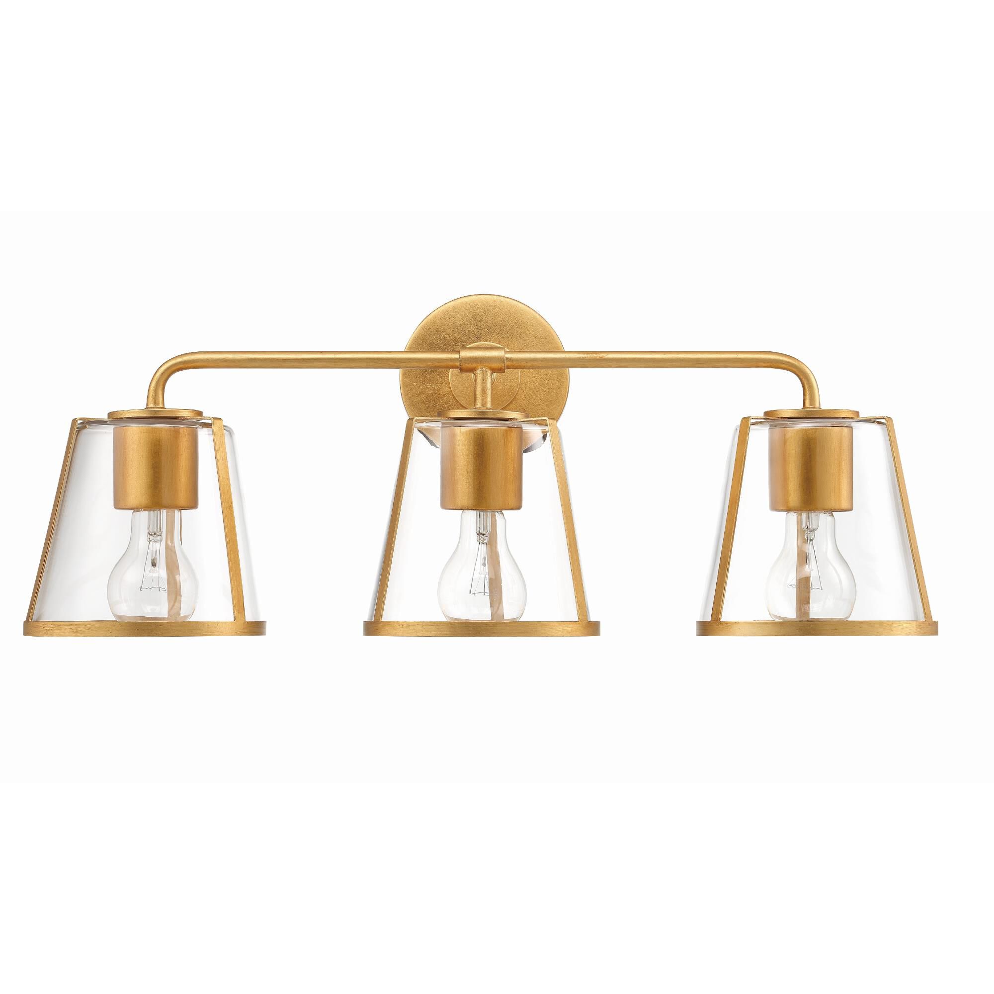 Shown in Antique Gold finish and Clear glass and Clear Glass shade