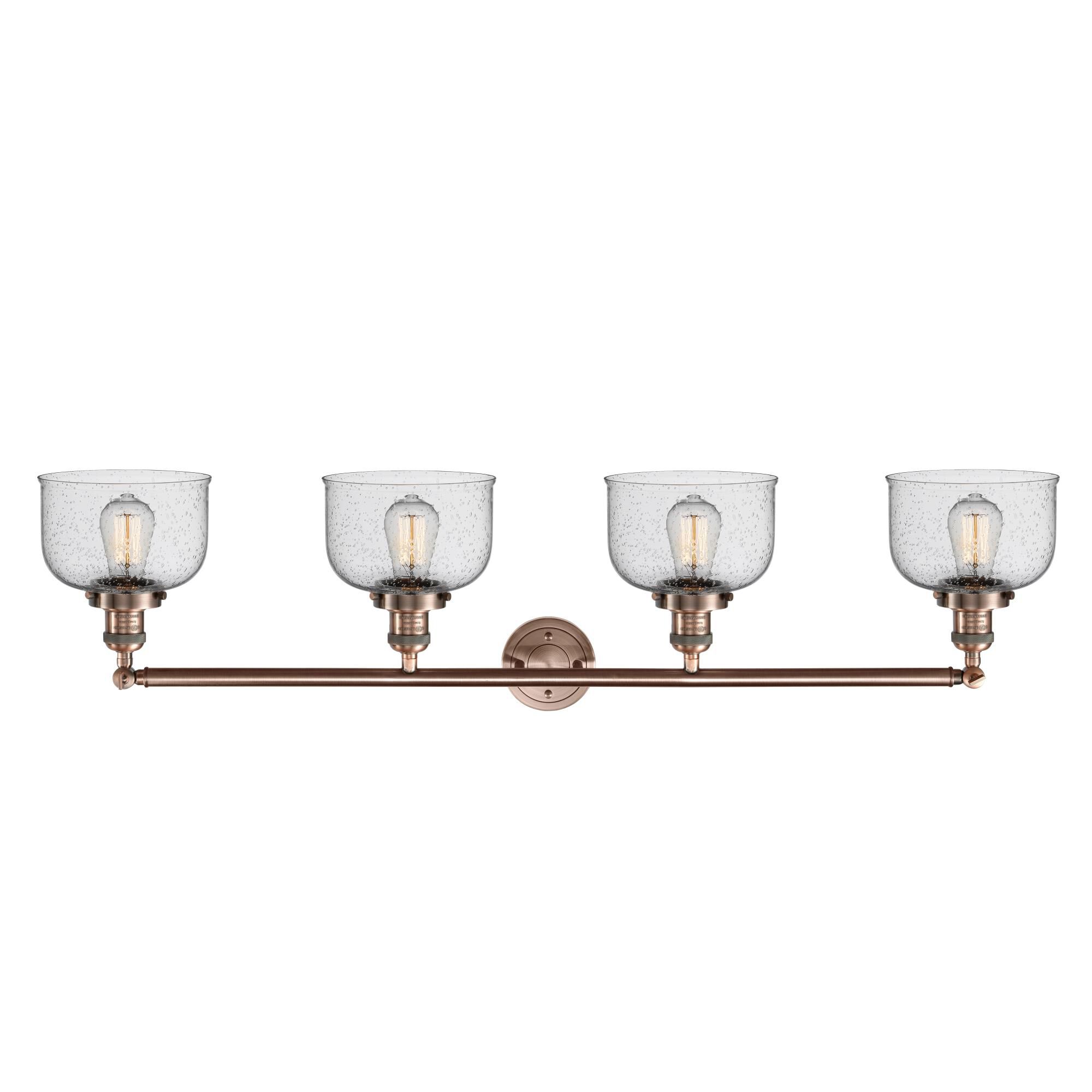 Shown in Antique Copper finish and Seedy glass and Adjustable Swivels accent