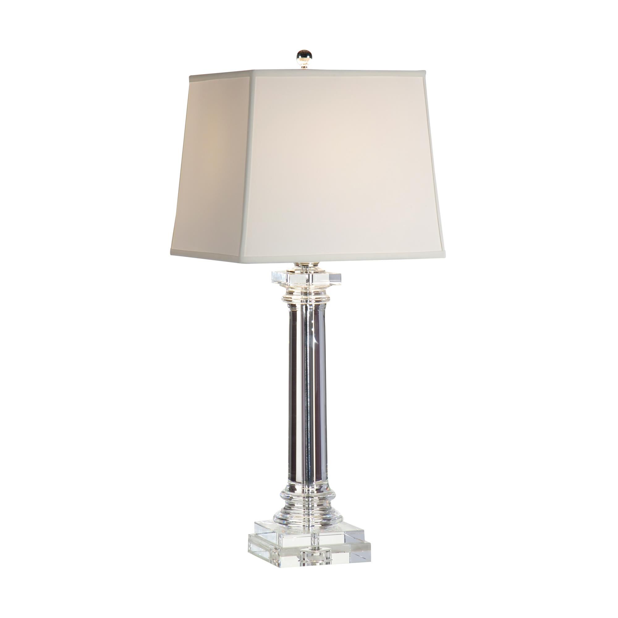 Shown in Brushed Nickel finish and Solid Cast crystal and Silk shade