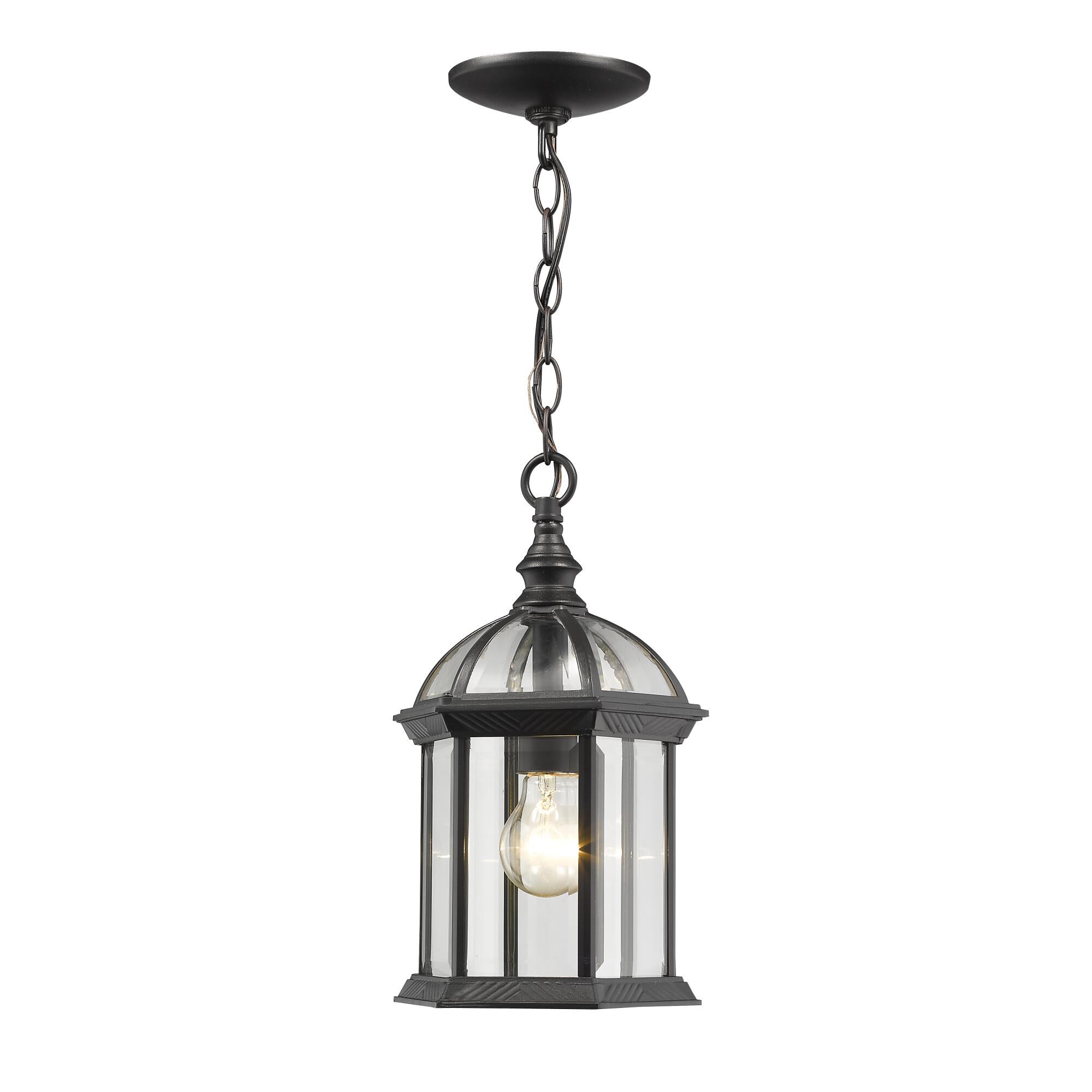 Shown in Black finish and Glass shade