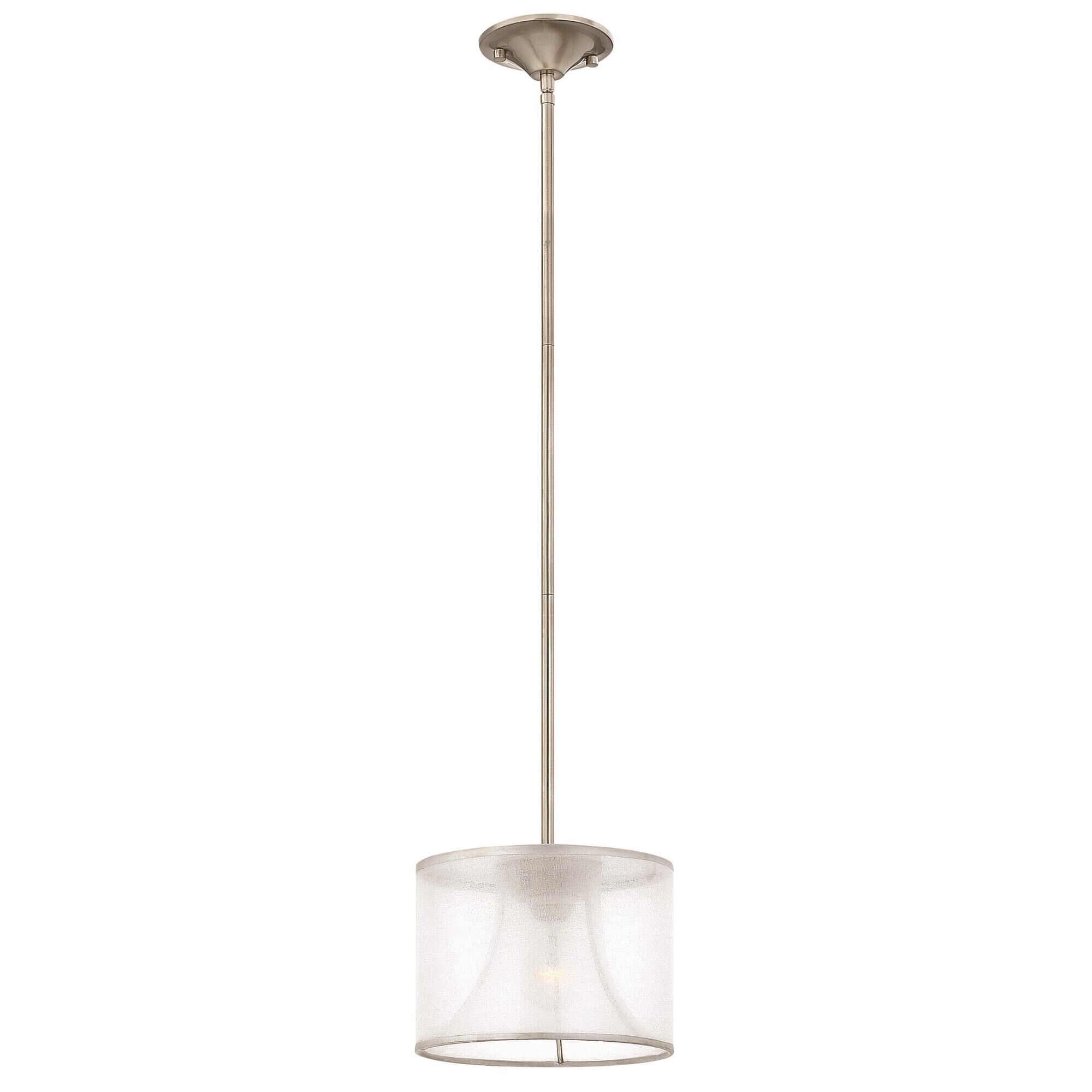 Shown in Brushed Nickel finish and Square Crystal Accents crystal and Sheer Translucent Double Hardback shade