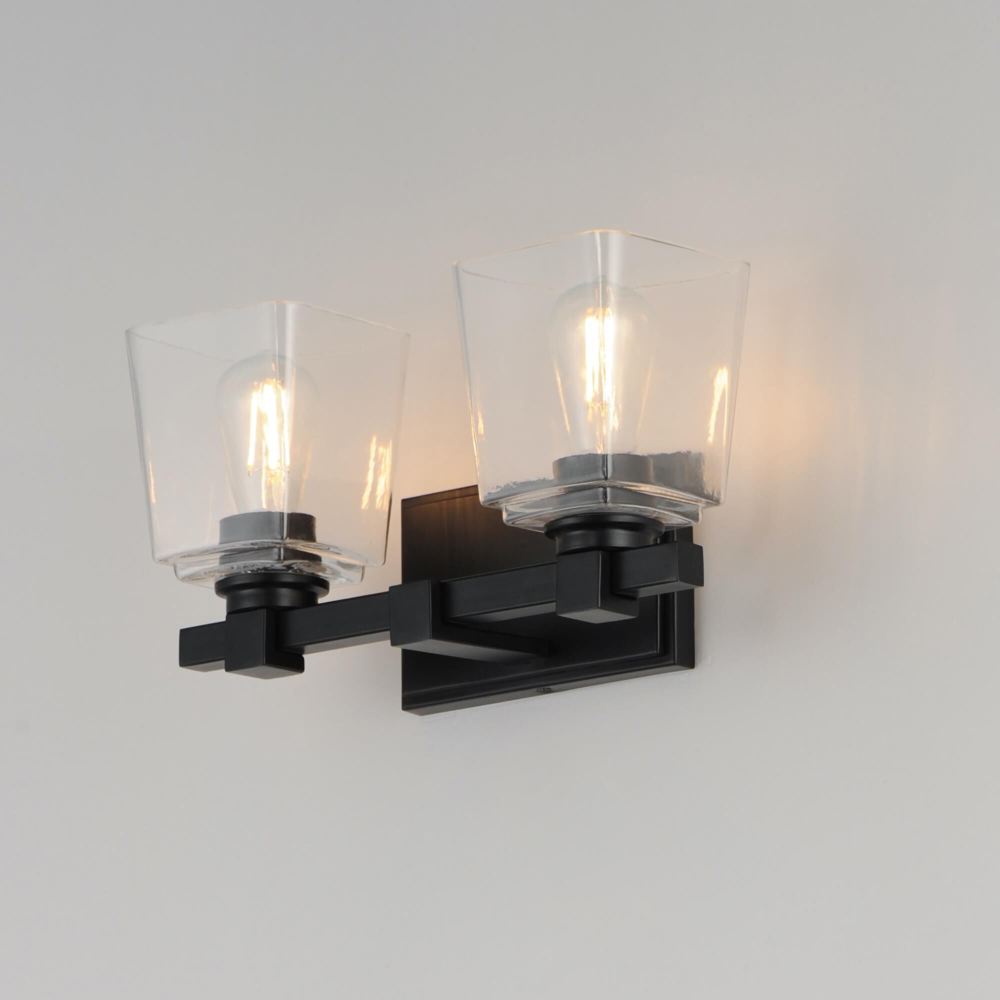 Shown in Black finish and Clear glass and Glass shade