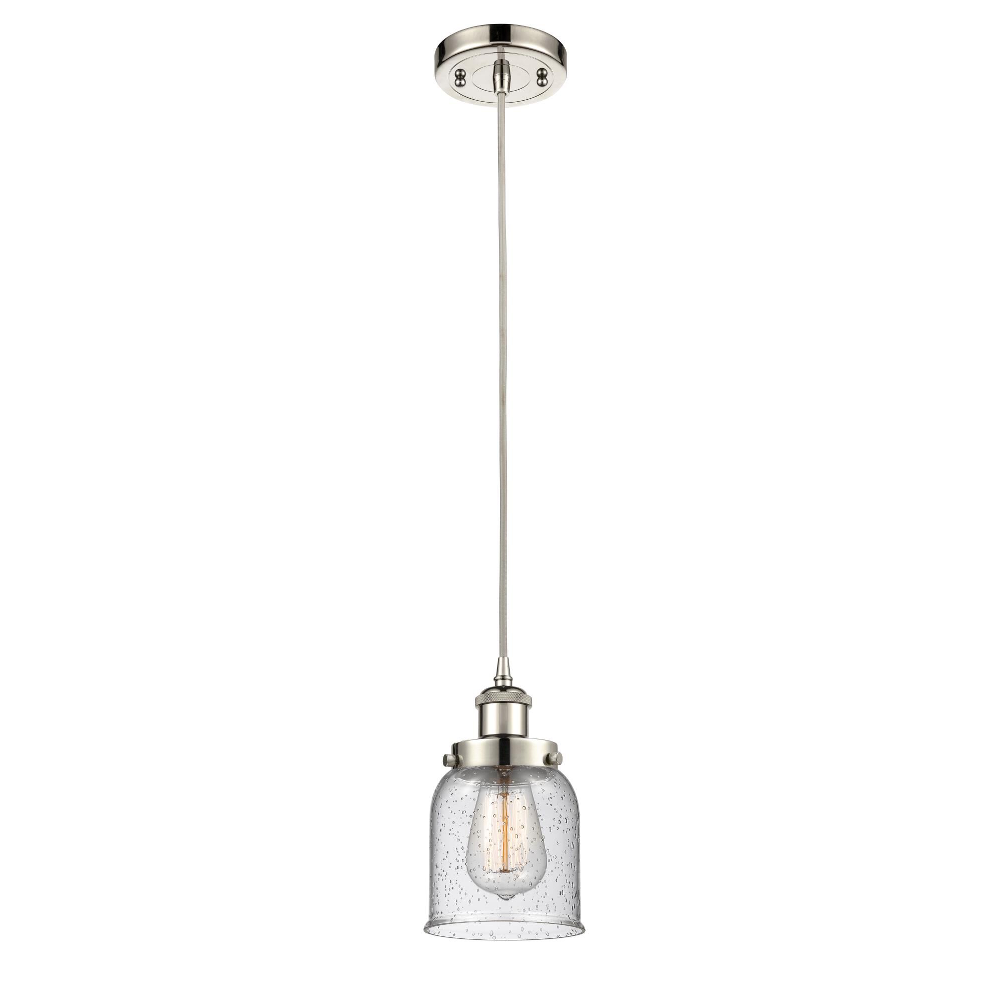 Shown in Polished Nickel finish and Seedy Small Bell glass