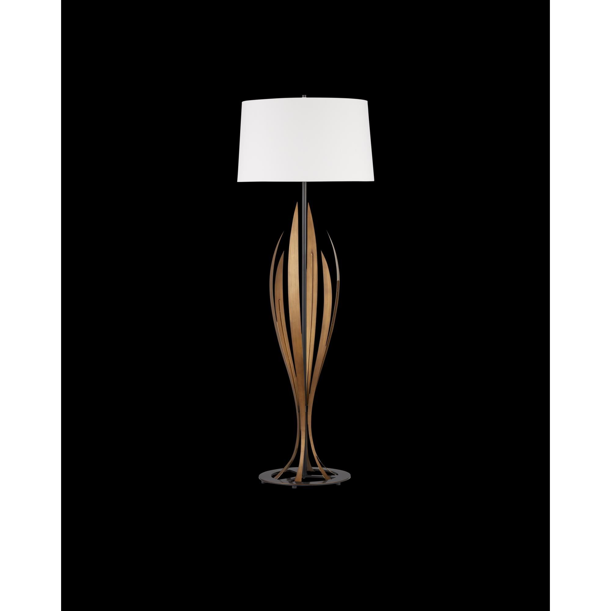 Shown in Antique Brass and Oil Rubbed Bronze finish and Off White Linen shade