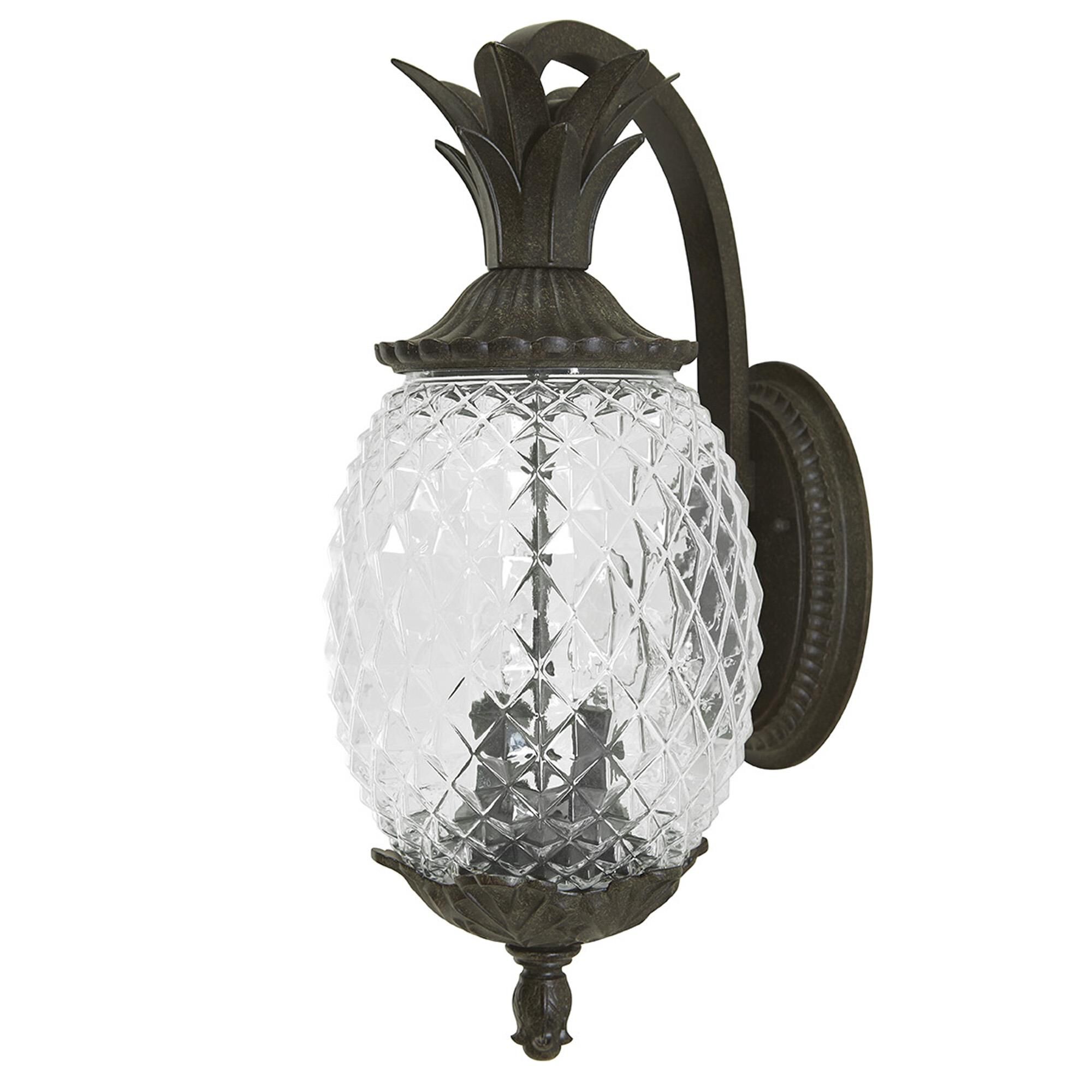 Shown in Black Coral finish and Clear glass and Clear Pineapple Glass Globe shade