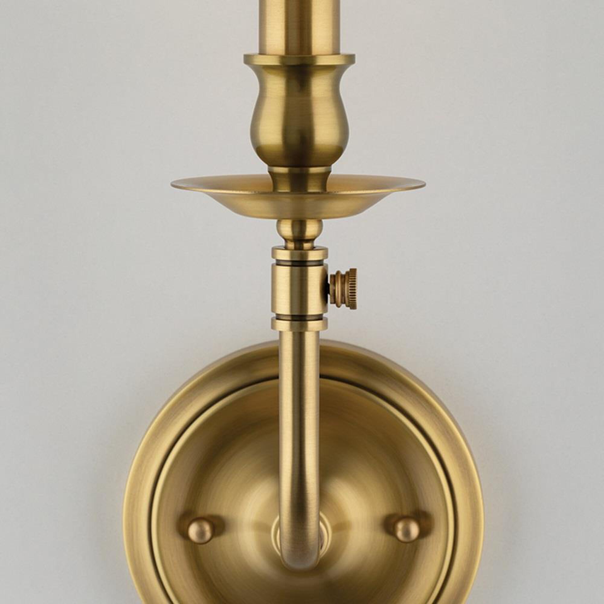 Shown in Aged Brass finish and Off White Linen shade