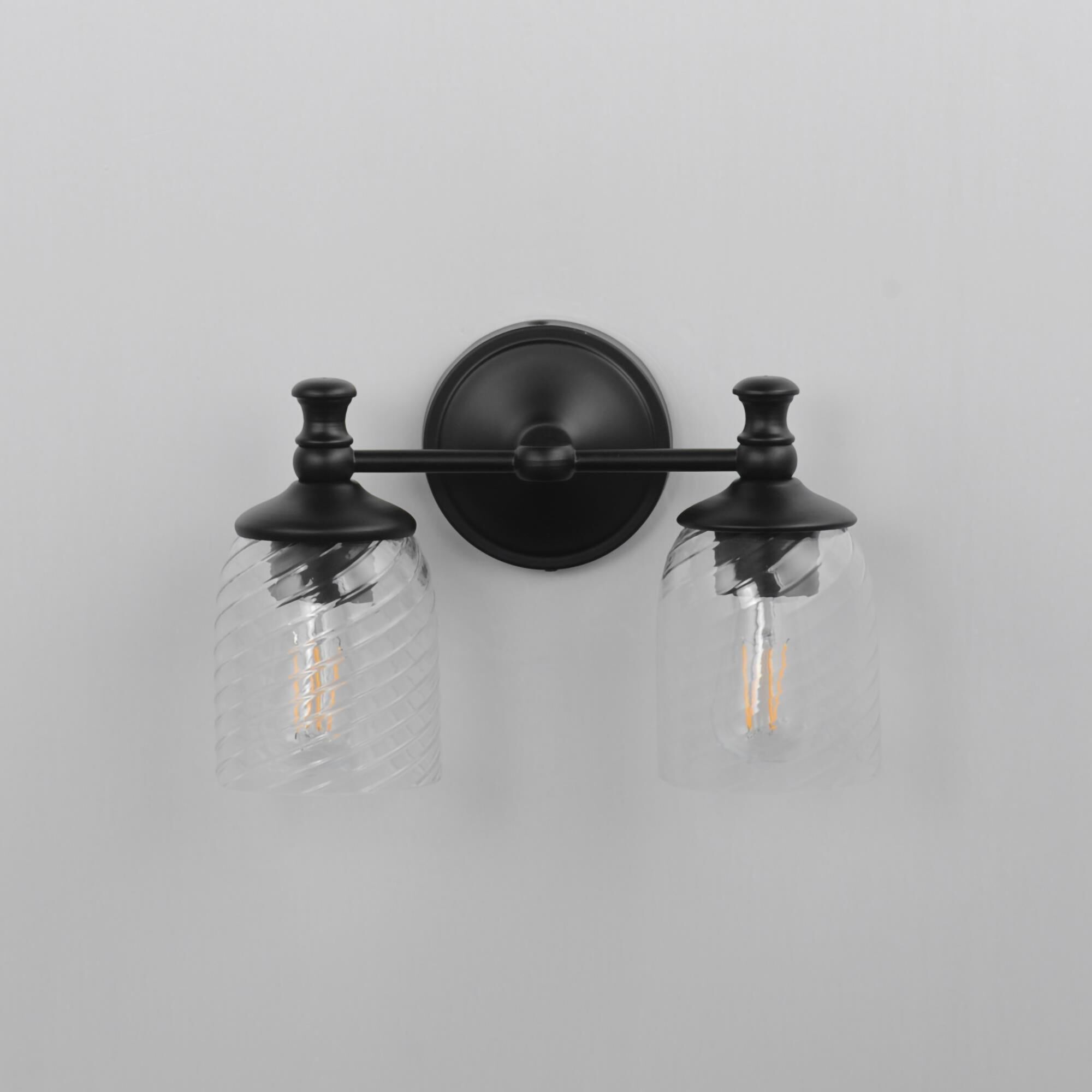 Shown in Black finish and Clear Ribbed glass and Glass shade