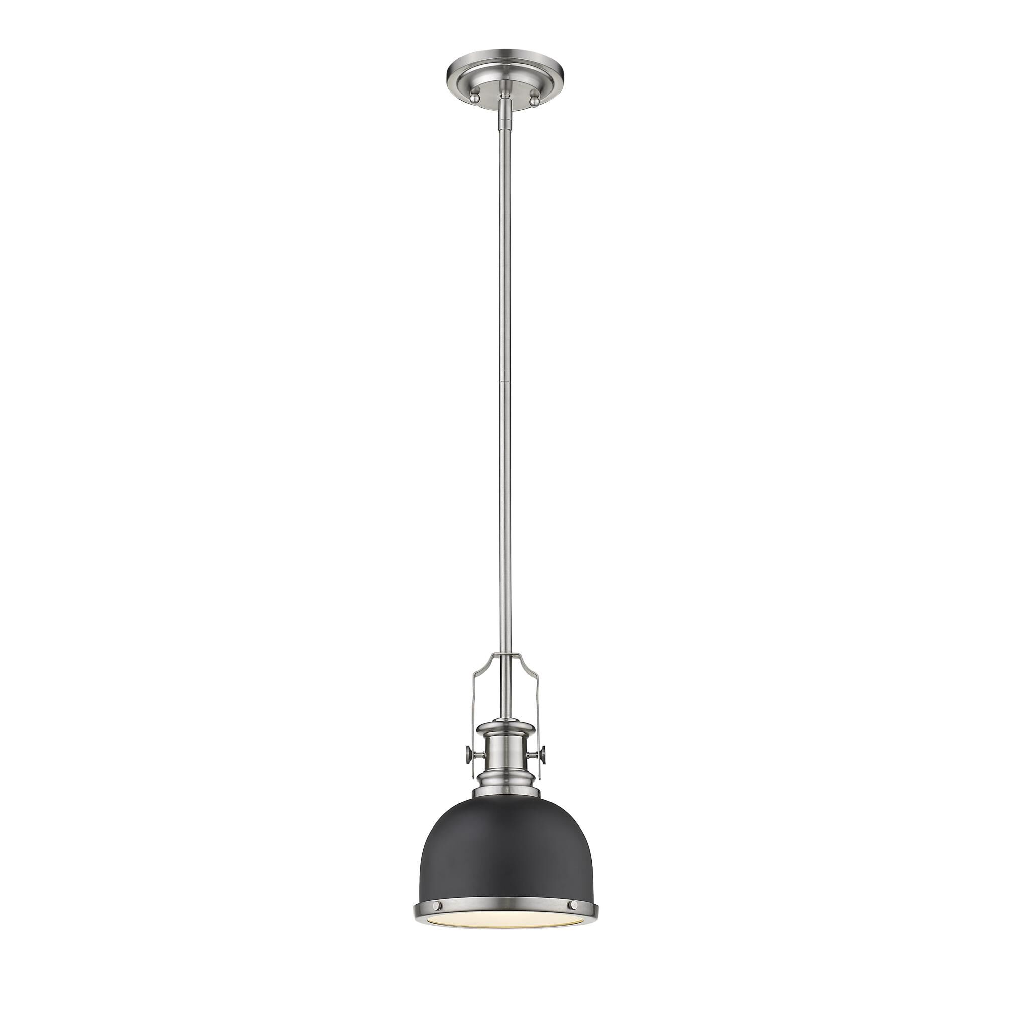 Shown in Matte Black + Brushed Nickel finish and Metal + glass and Metal + Glass shade