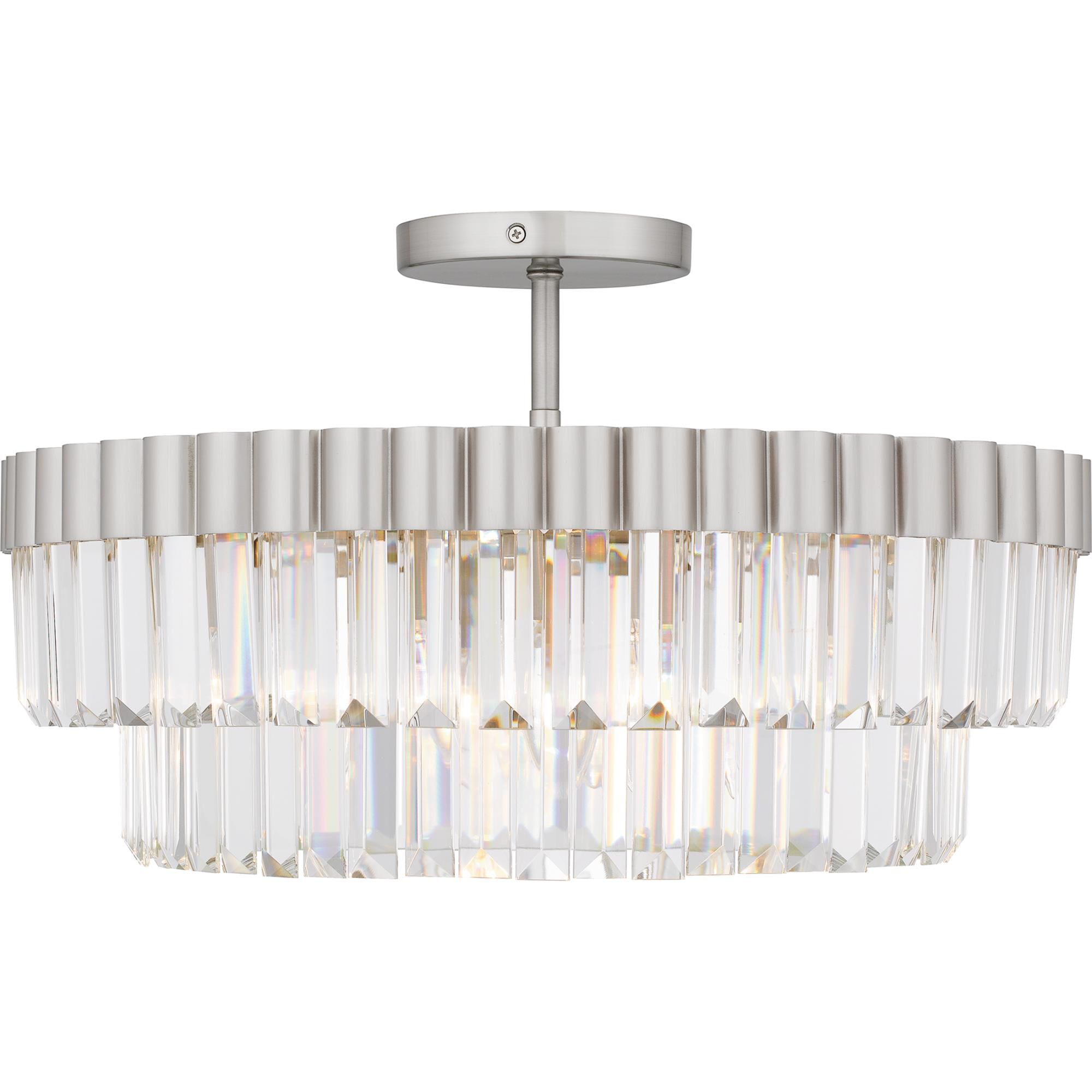 Shown in Brushed Nickel finish and Clear Crystal Glass , Clear Crystal Glass Drop shade