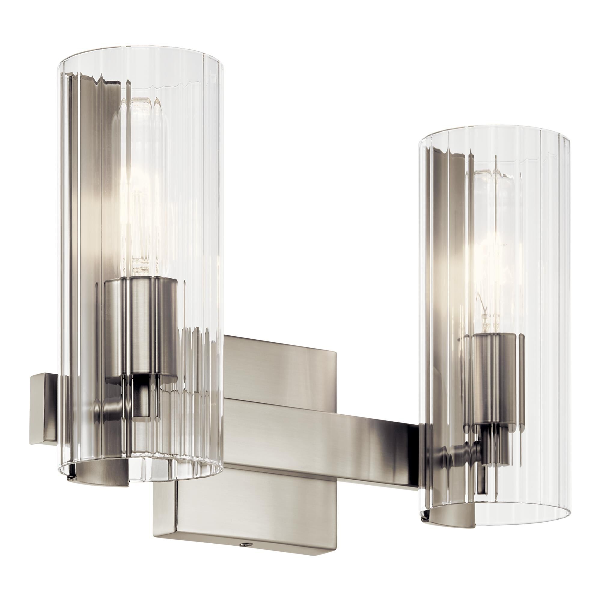 Shown in Brushed Nickel finish and Clear Fluted glass