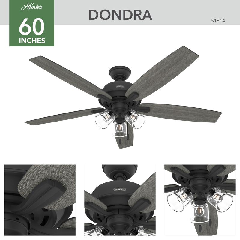 Dondra 60 Inch Ceiling Fan with Light Kit by Hunter Fan