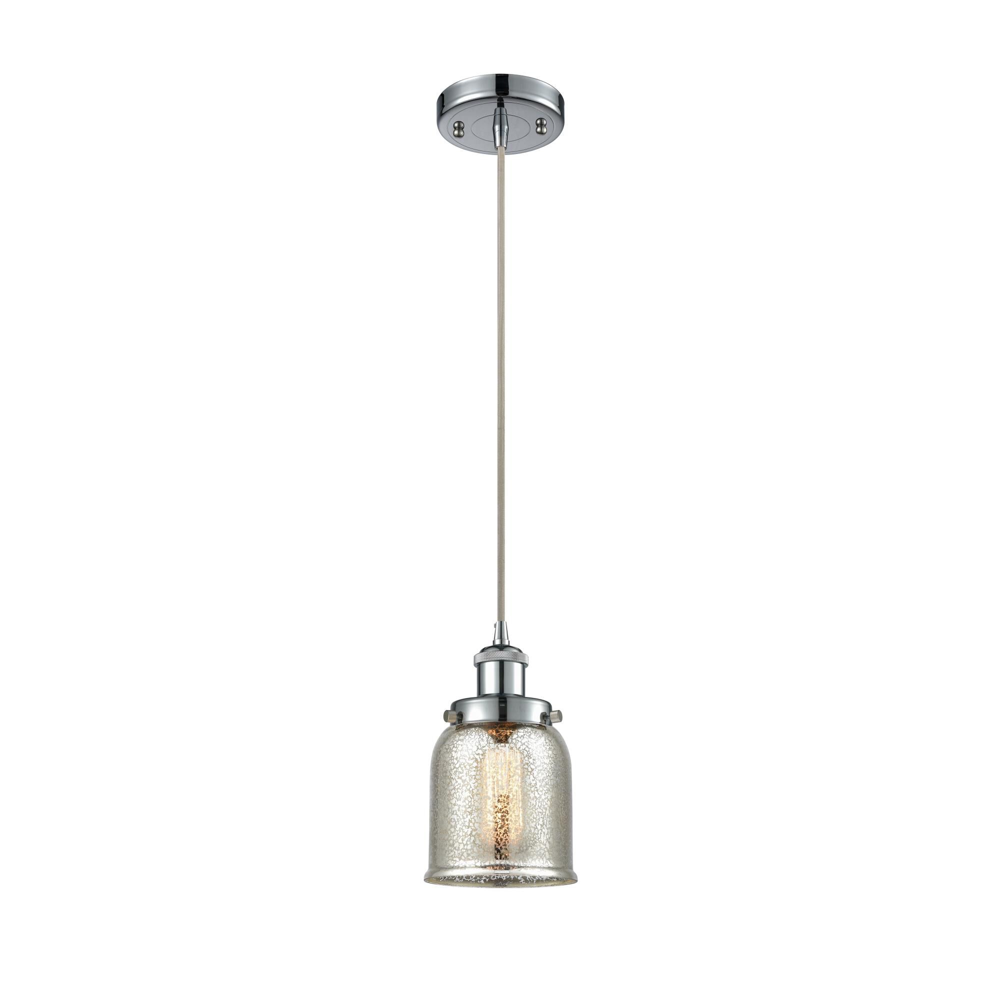 Shown in Polished Chrome finish and Silver Plated Mercury Small Bell glass and None shade