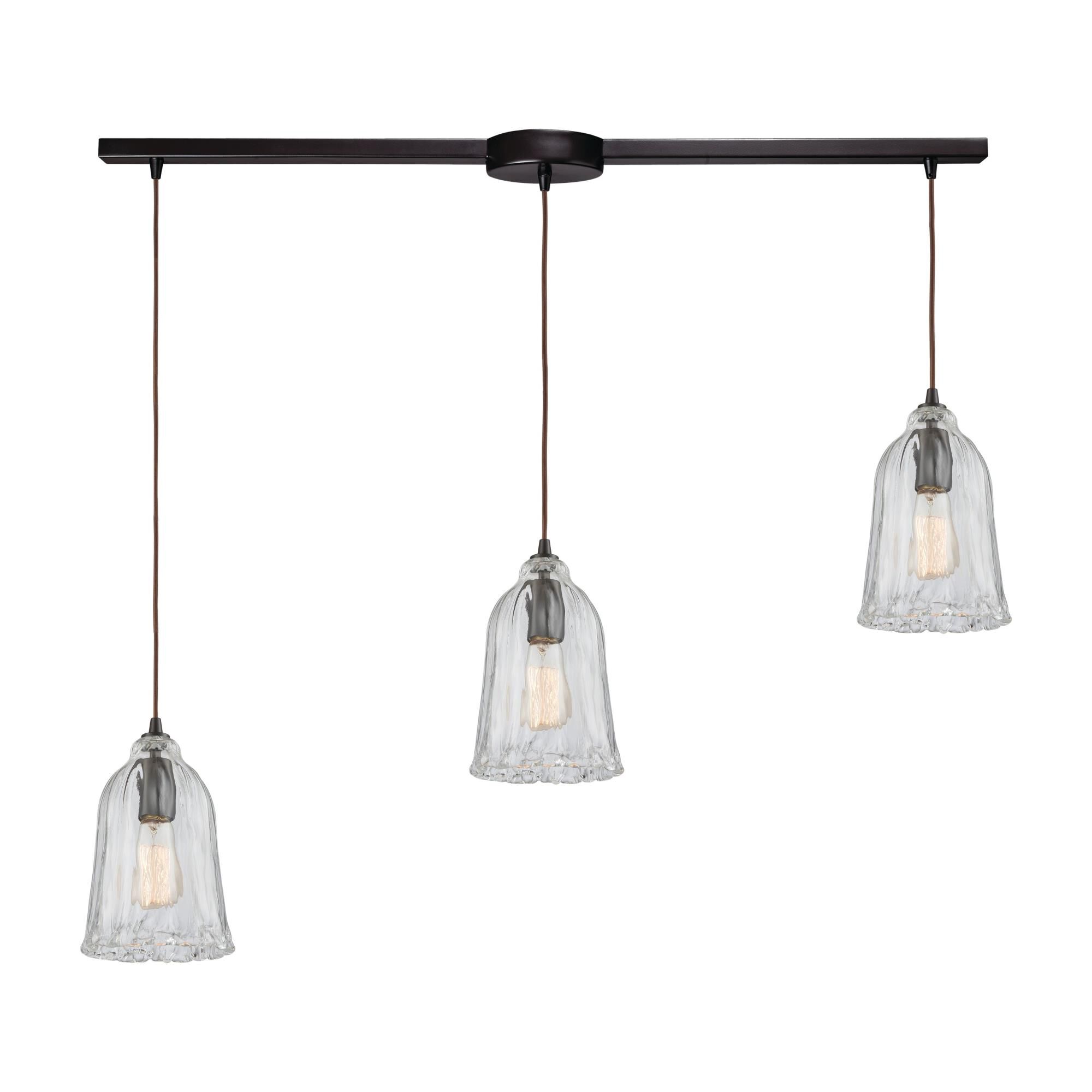 Hand-Formed Glass 36 Inch 3 Light Linear Suspension Light by ELK Lighting