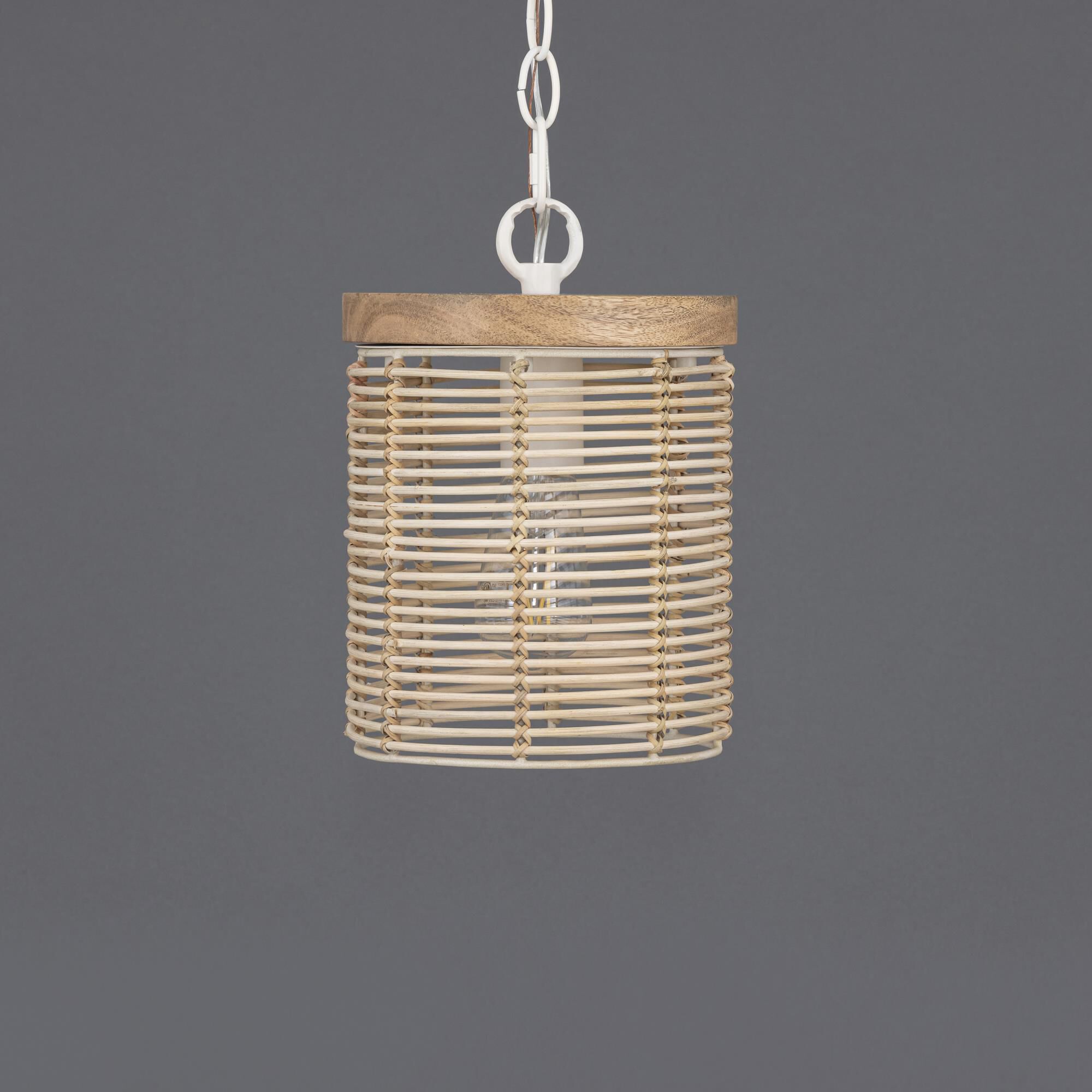 Shown in Ecru finish and Rattan shade