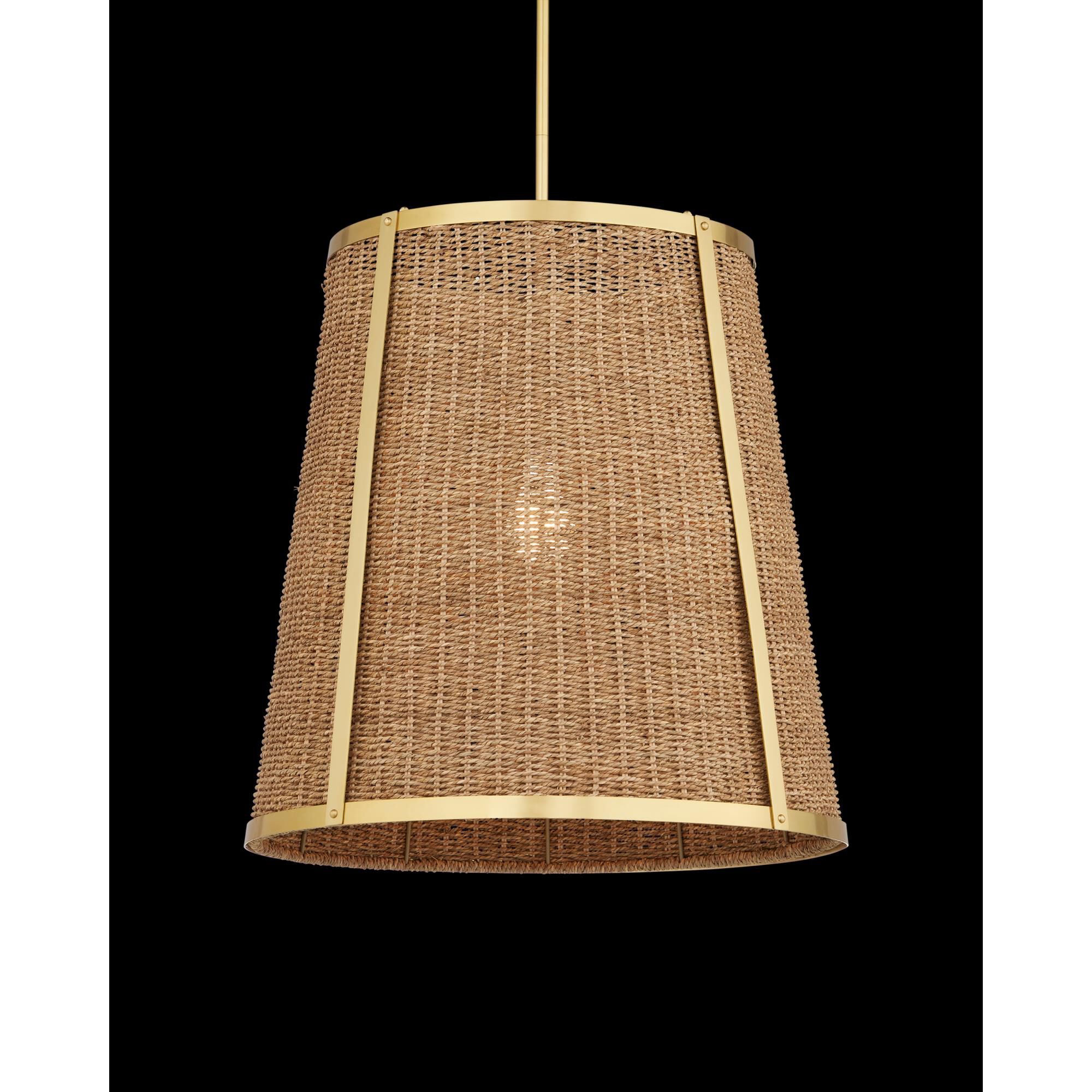 Shown in Natural and Polished Brass finish and Natural Seagrass shade