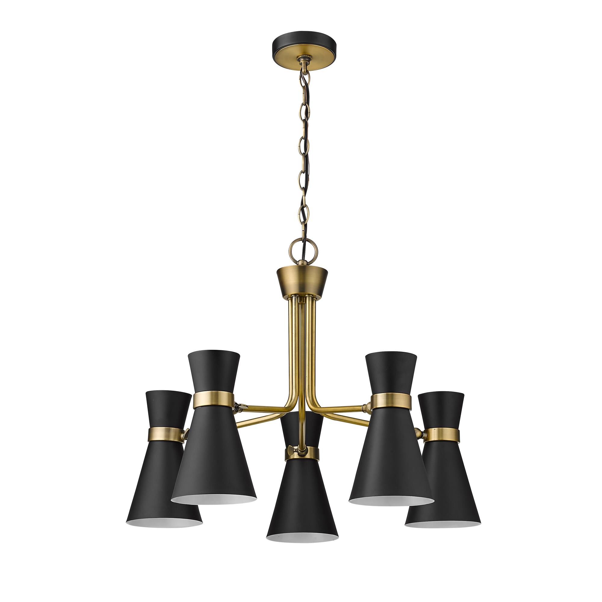 Shown in Matte Black + Heritage Brass finish and Metal glass and Metal shade