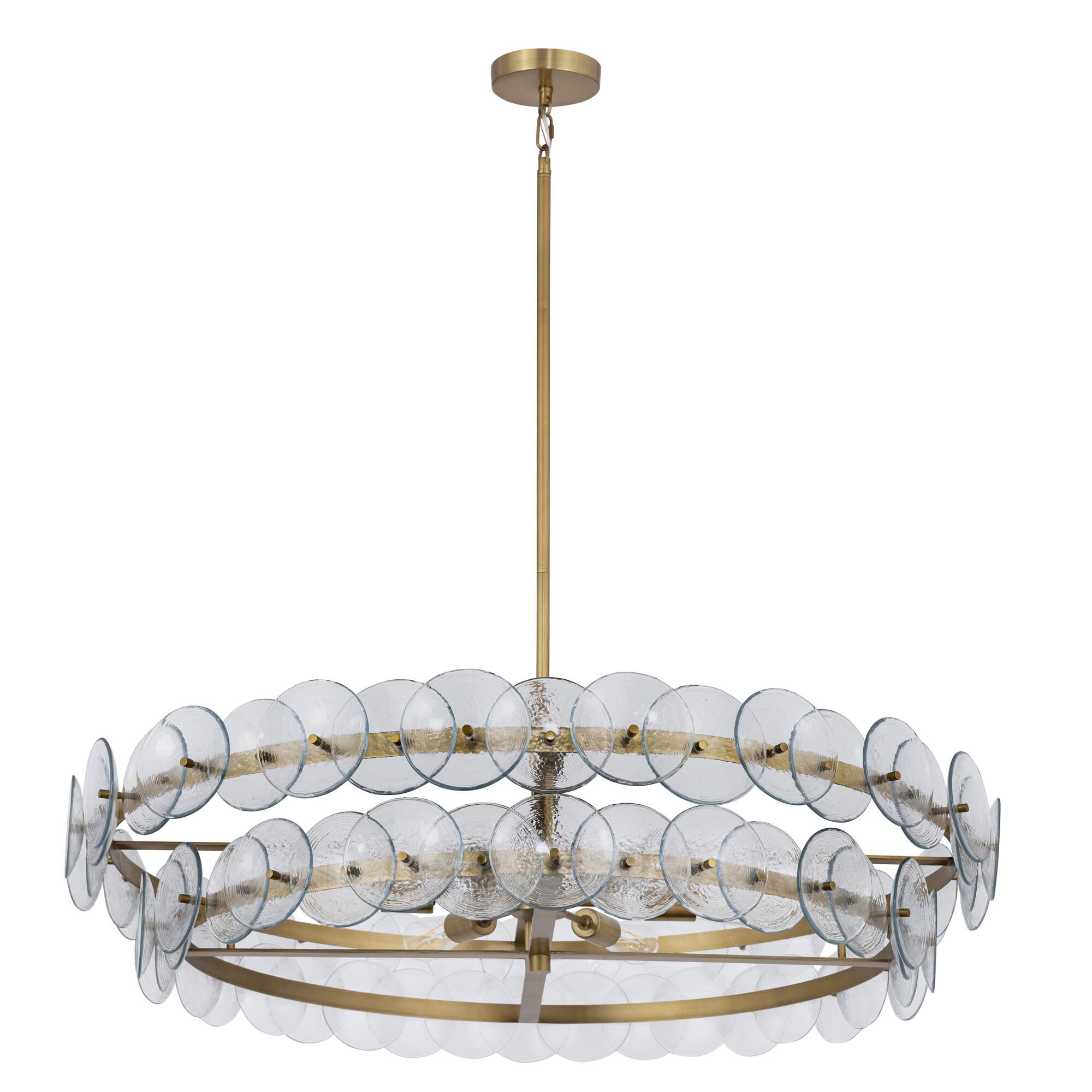 Shown in Weathered Brass finish and Textured Clear glass and Recycled Glass shade