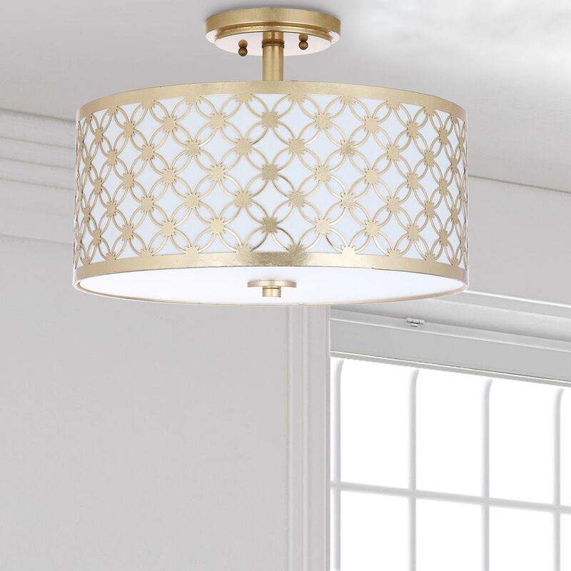 Hutch 16 Inch 3 Light Semi Flush Mount by Safavieh