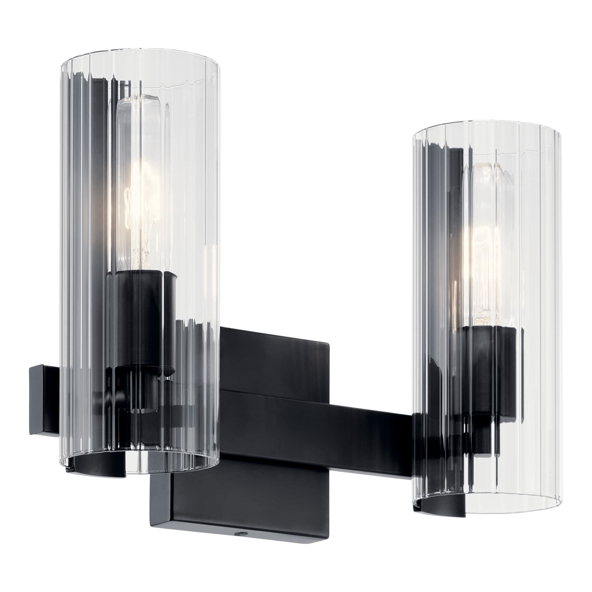 Shown in Black finish and Clear Fluted glass