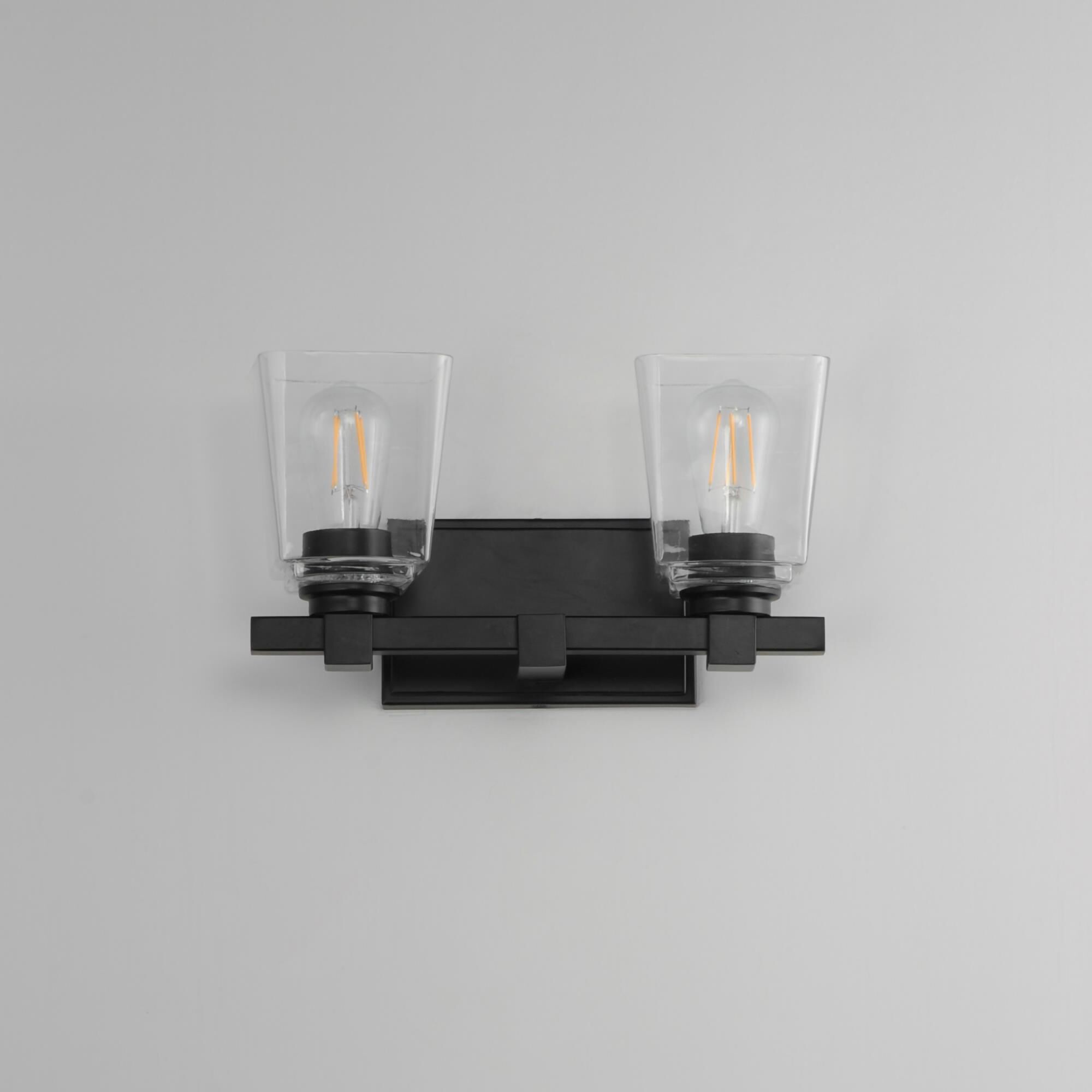 Shown in Black finish and Clear glass and Glass shade