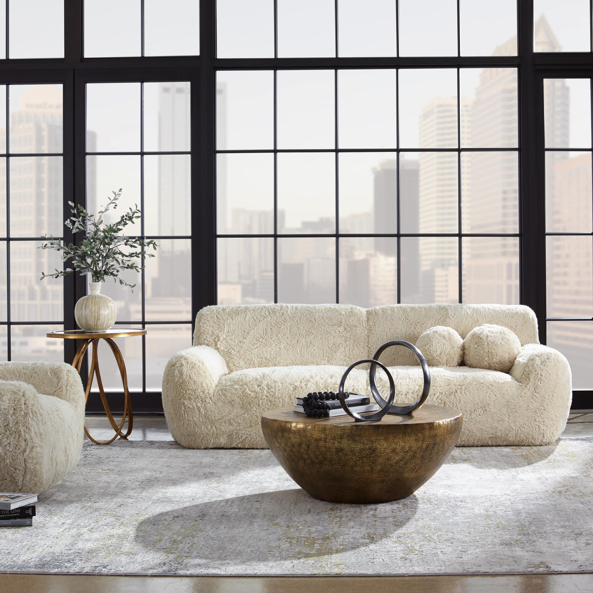 Shown in The Definition Of A Cozy Place To Rest, The Caramel Toned Long-Haired Faux Sheepskin Creates Rich Te finish