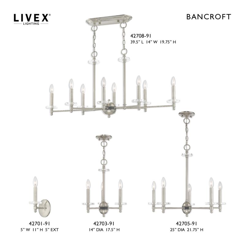 Bancroft 39 Inch 8 Light Linear Suspension Light by Livex Lighting