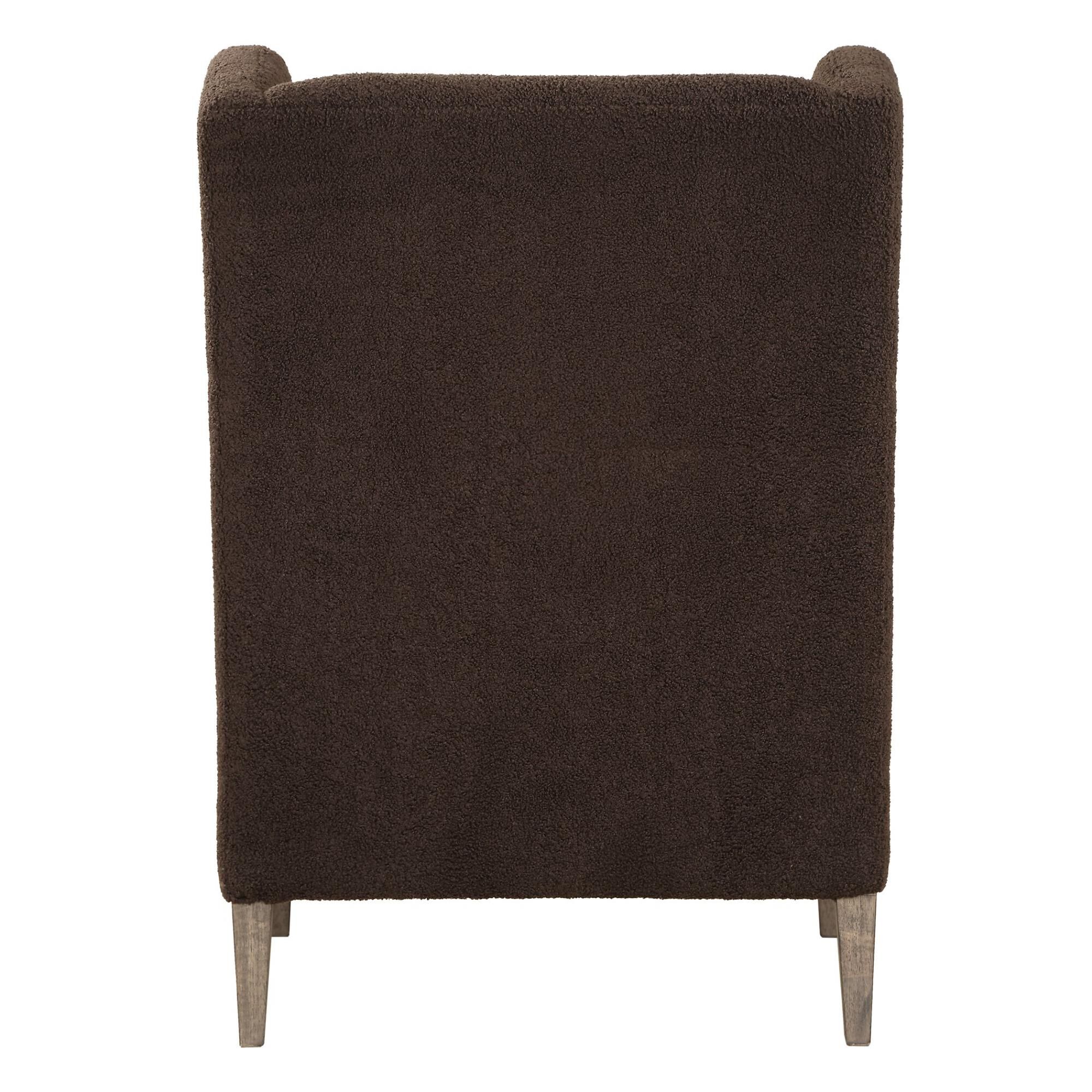 Shown in A Classic Wingback Chair With A Modern Twist. Dramatic Curved Lines Are Accentuated By The Rich Choc finish