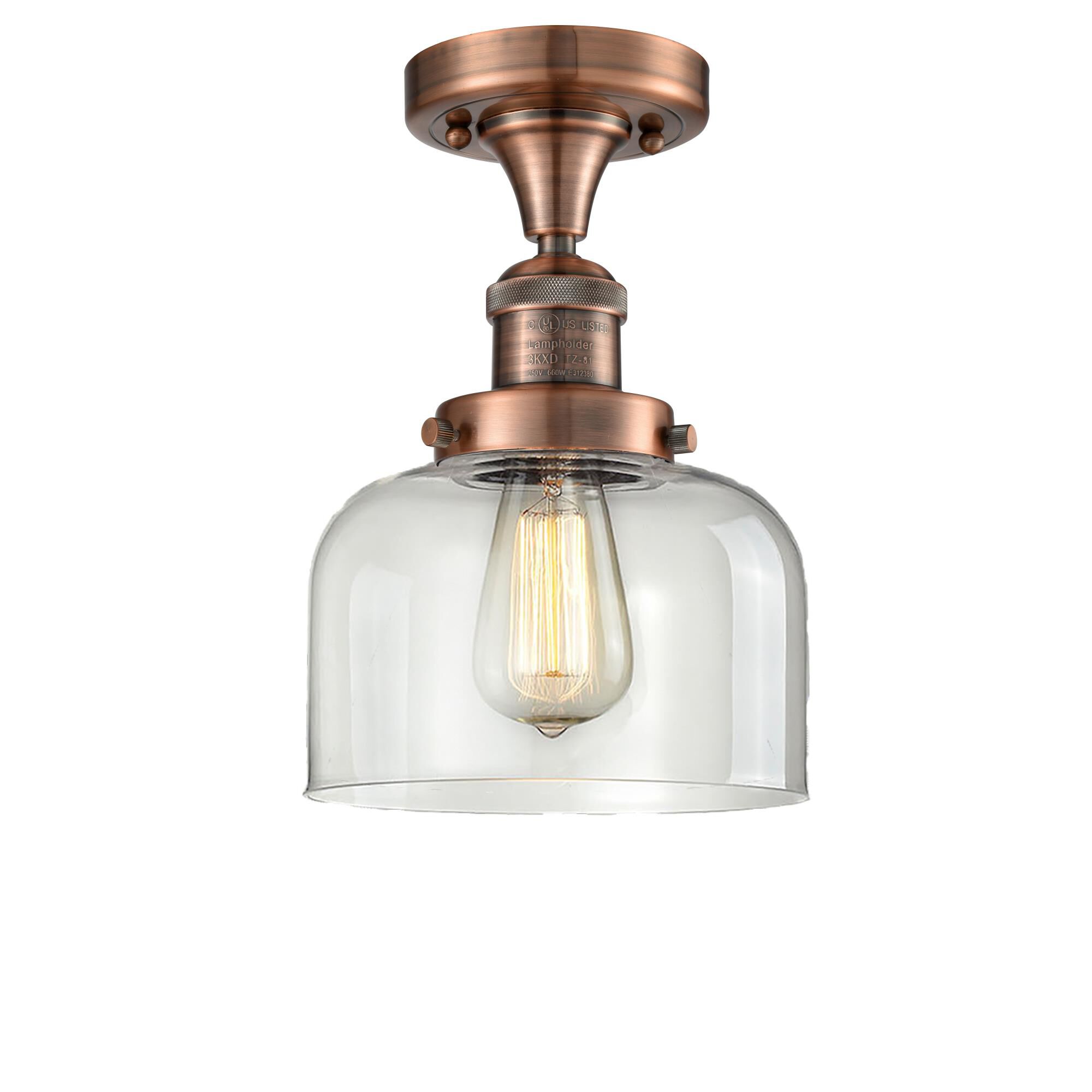 Shown in Antique Copper finish and Clear glass