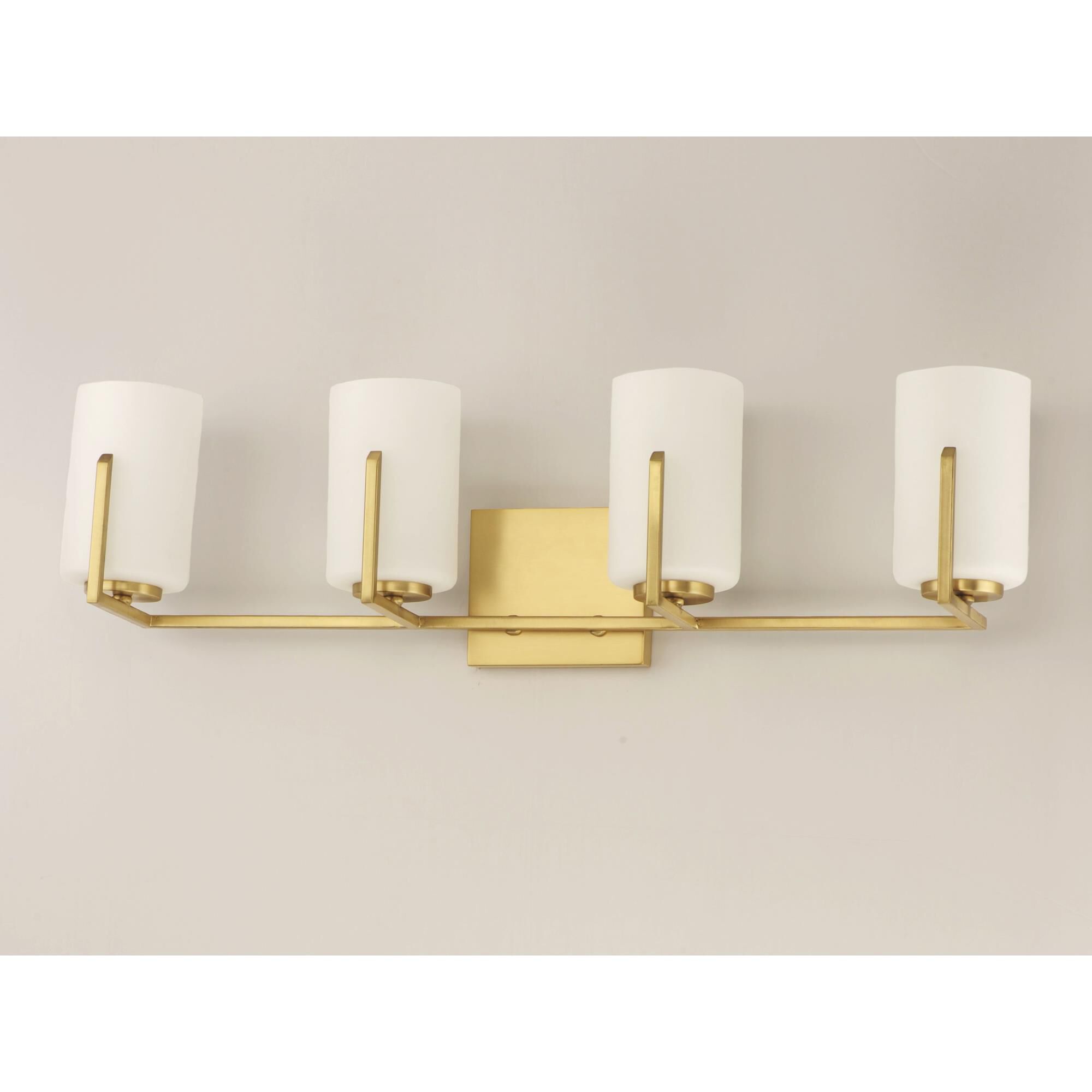 Shown in Satin Brass finish and Satin White glass