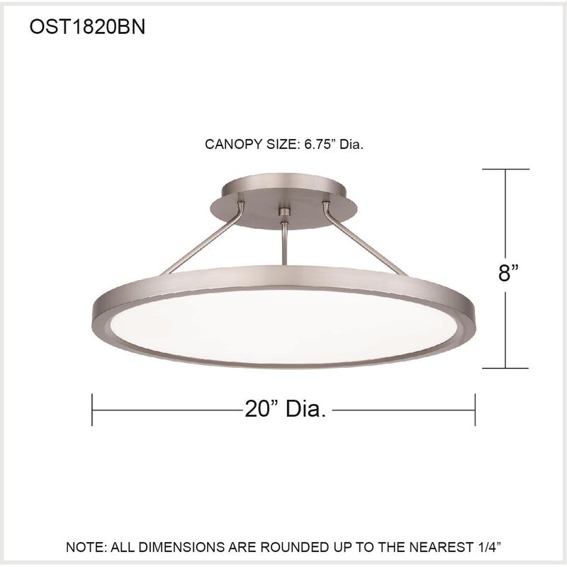 Outskirts 20 Inch 1 Light LED Semi Flush Mount by Quoizel