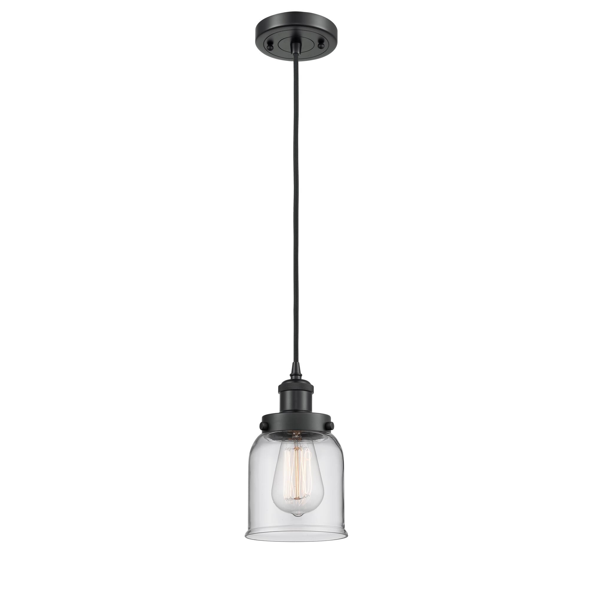 Shown in Matte Black finish and Bell glass and Glass shade