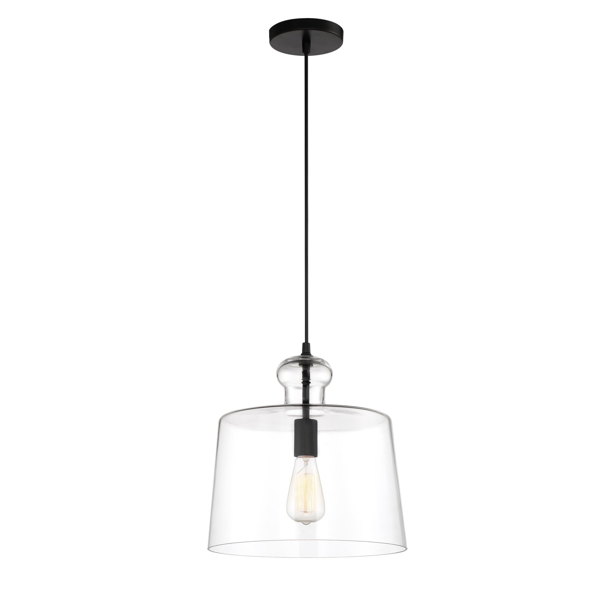 Shown in Coal finish and Clear glass and Glass shade