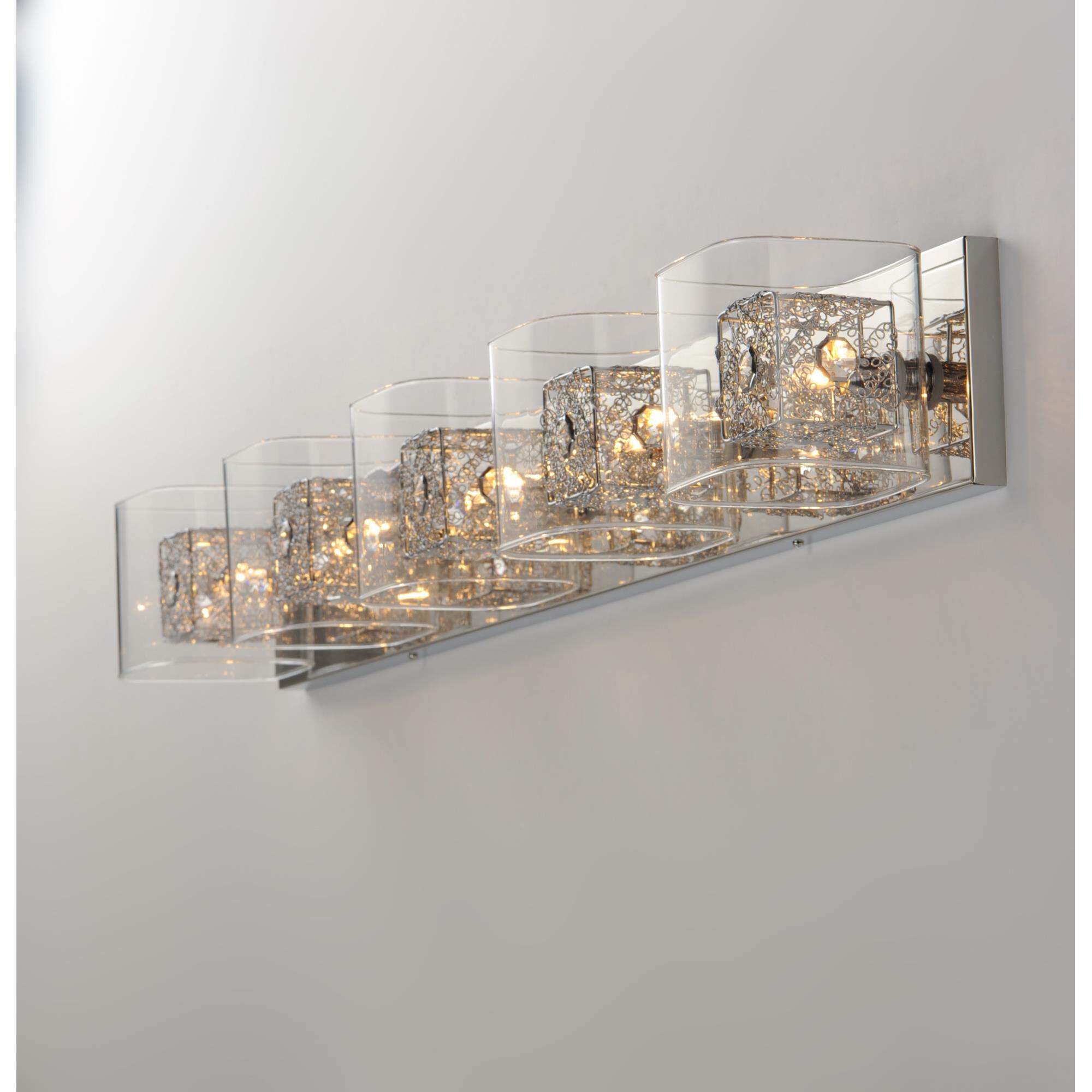 Shown in Polished Chrome finish and Clear - Steel - Crystal glass and Inner Metal - Polished Chrome accent