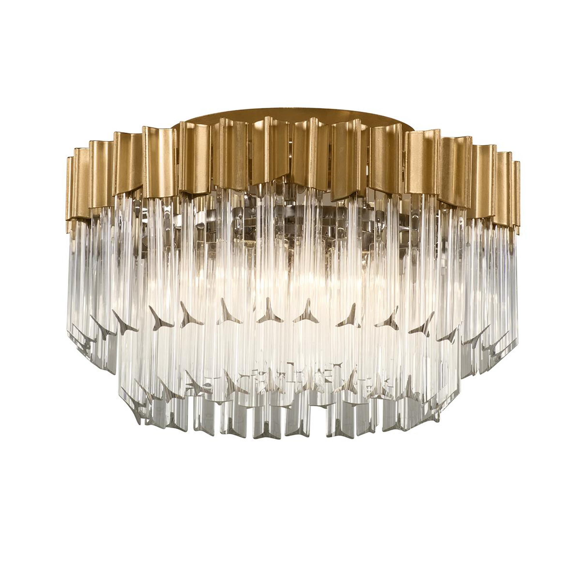 Shown in Gold Leaf finish and Clear crystal and Clear glass and Crystal shade