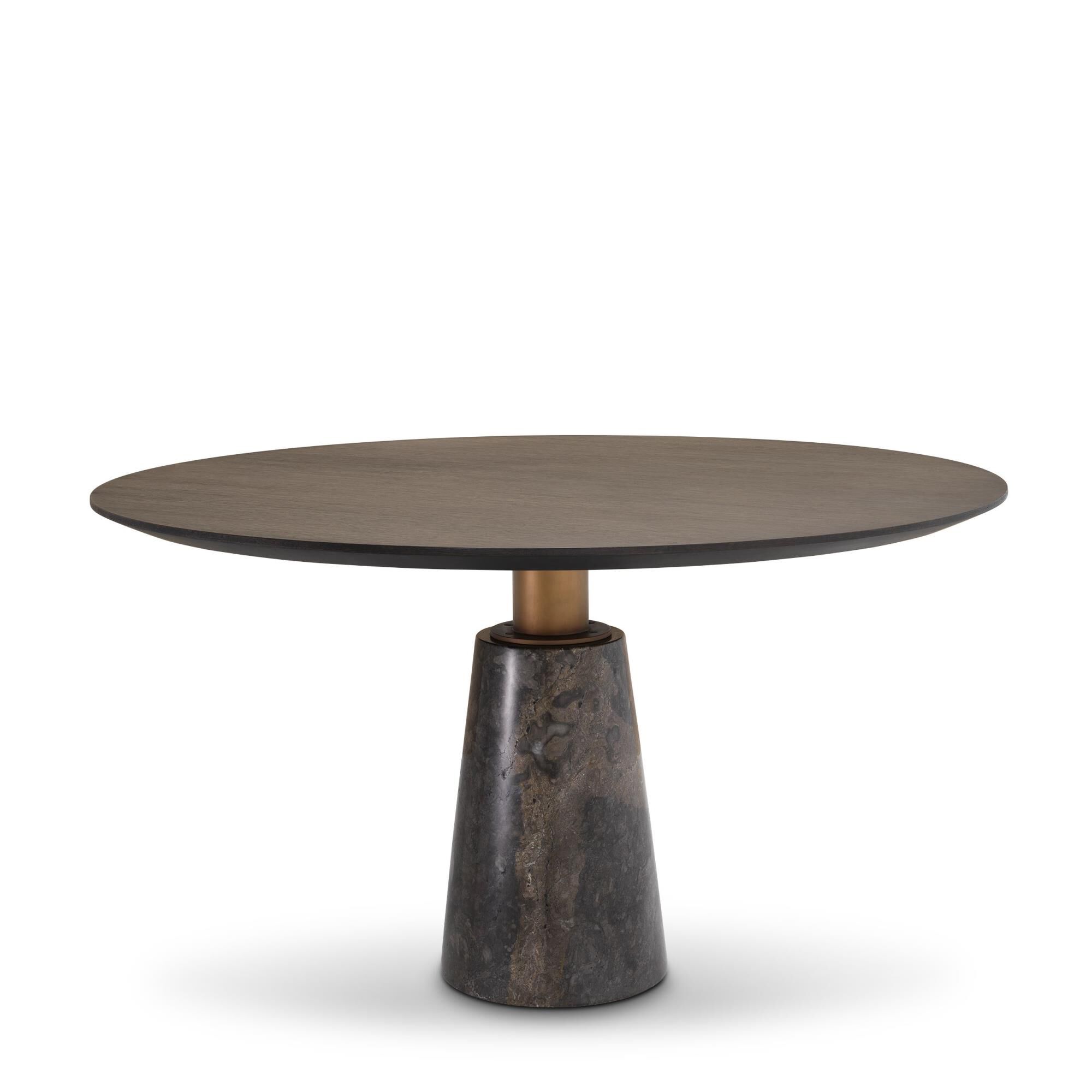 Shown in Grey Marble | Mocha Straight Oak Veneer | Brushed Brass Finish finish