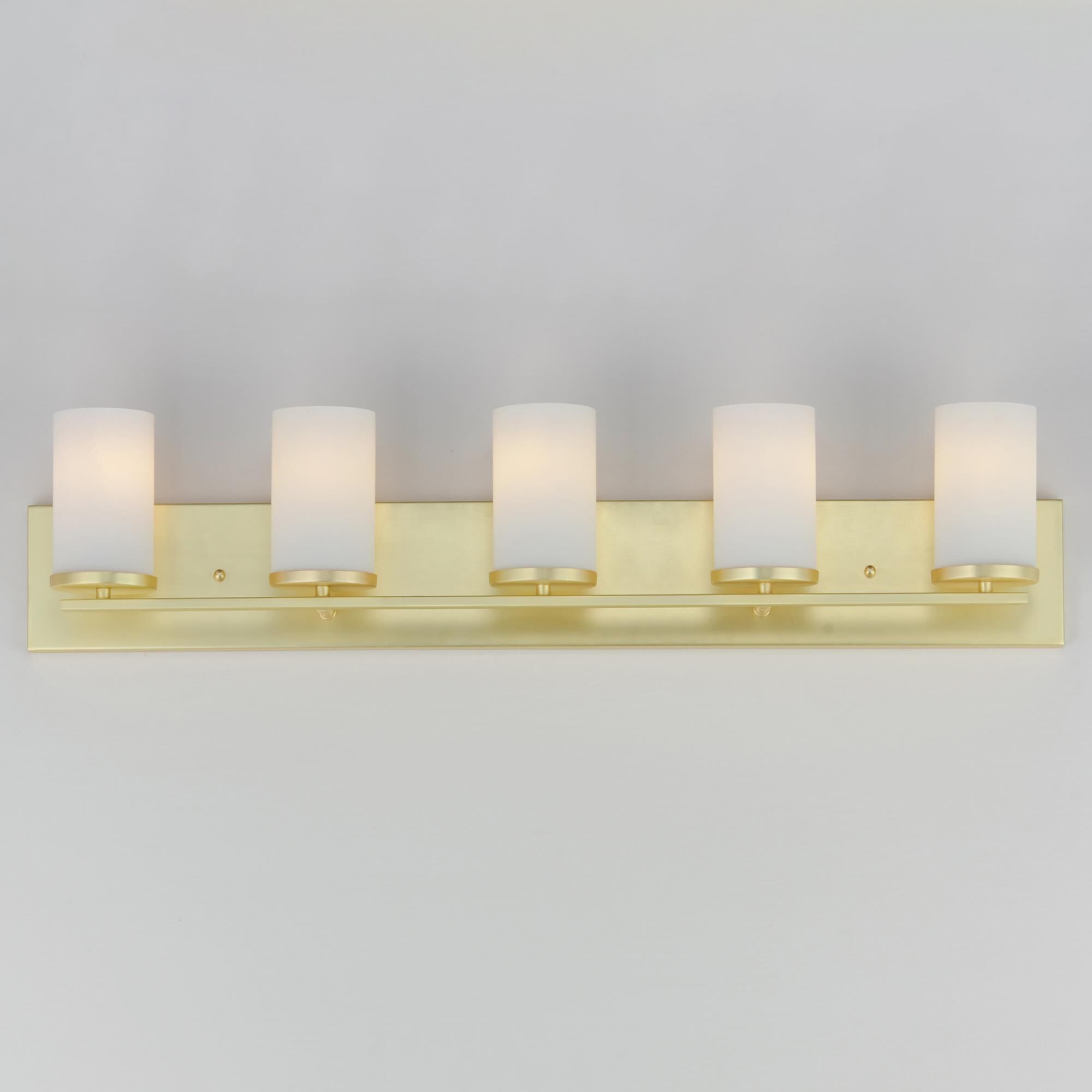 Shown in Satin Brass finish and Satin White glass and Glass shade