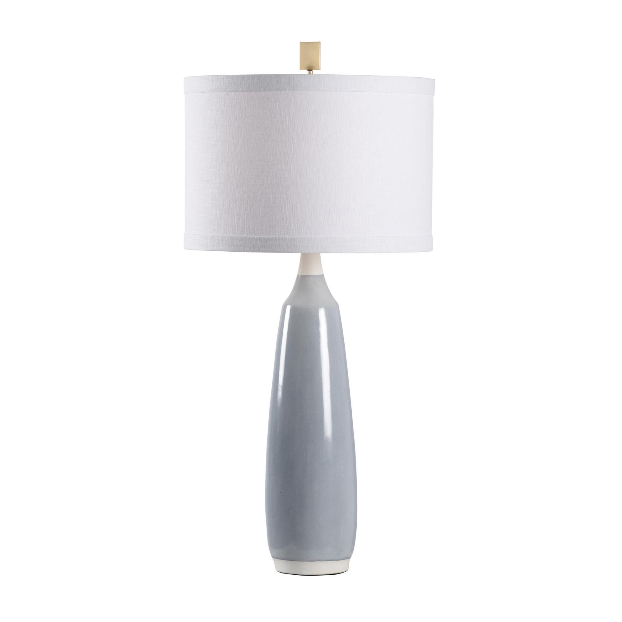 Shown in Gray Blue-Cream Glaze finish and Off White Linen shade