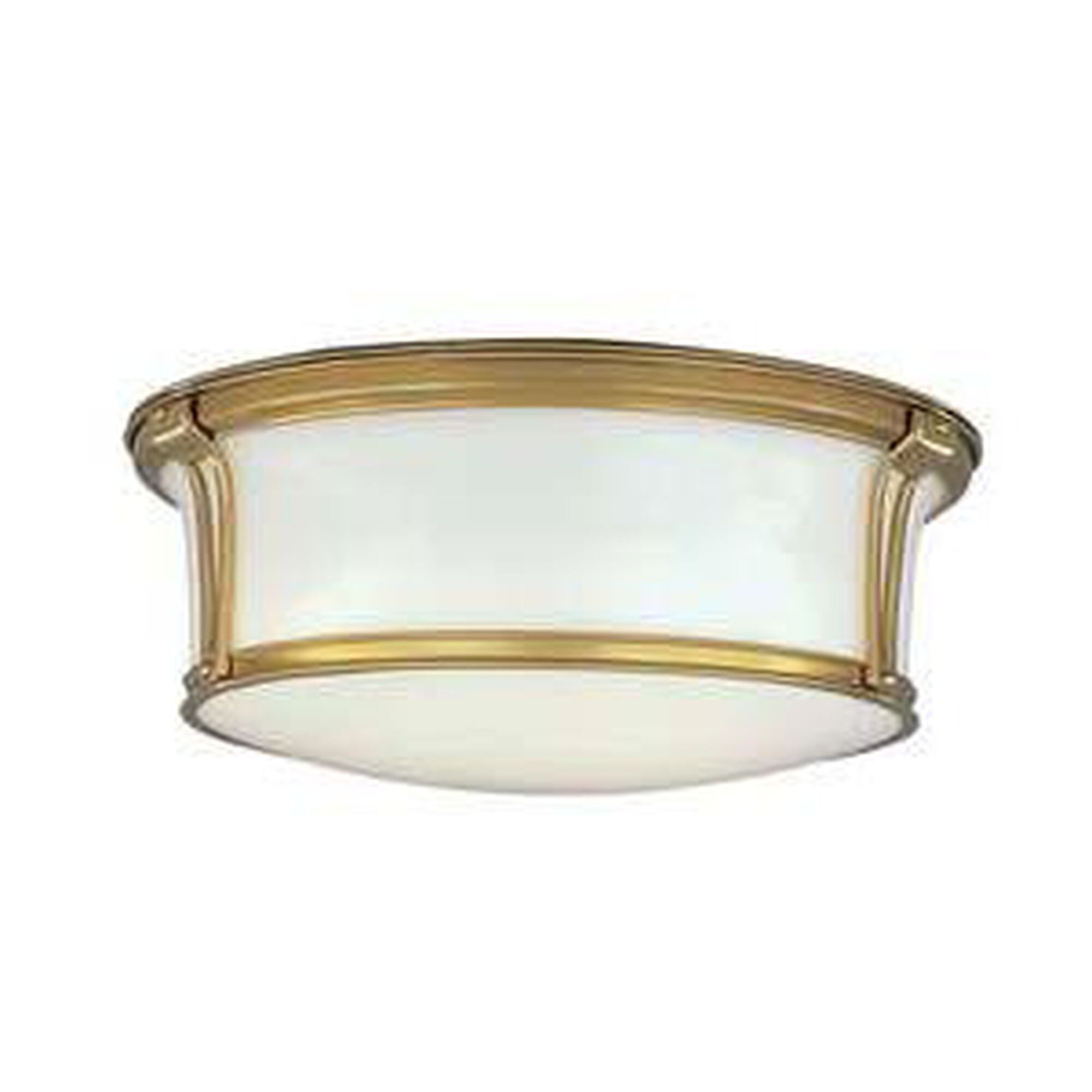 Shown in Aged Brass finish and Opal Glossy glass