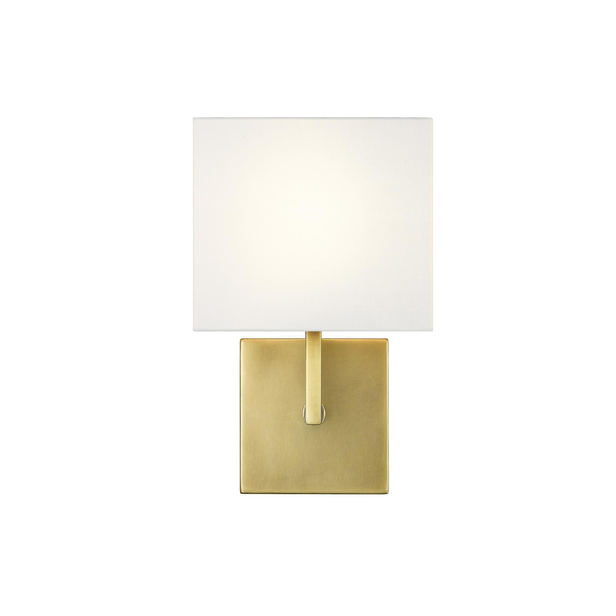 Shown in Rubbed Brass finish and Fabric glass and Fabric shade