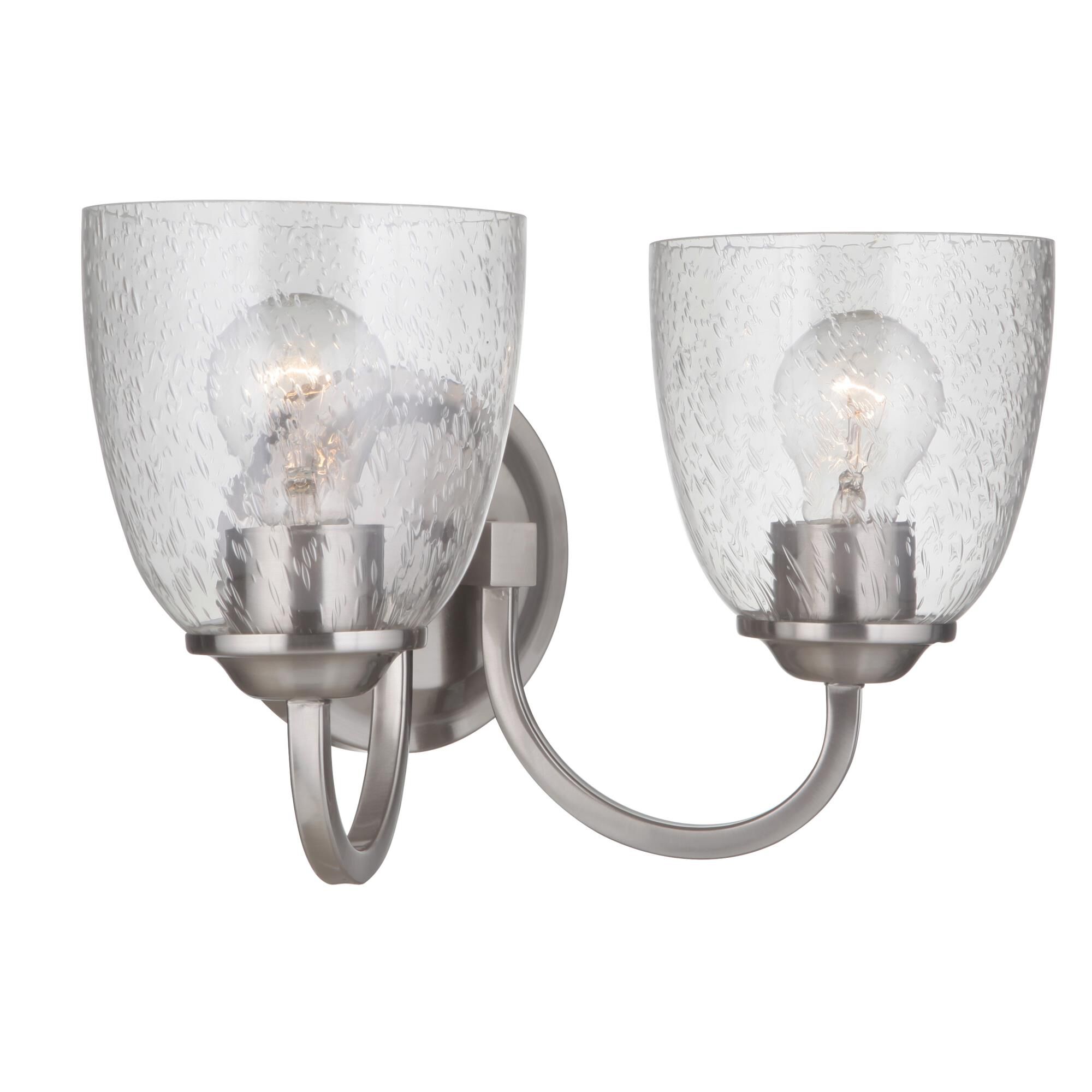 Shown in Brushed Polished Nickel finish and Clear Seeded glass and Glass shade