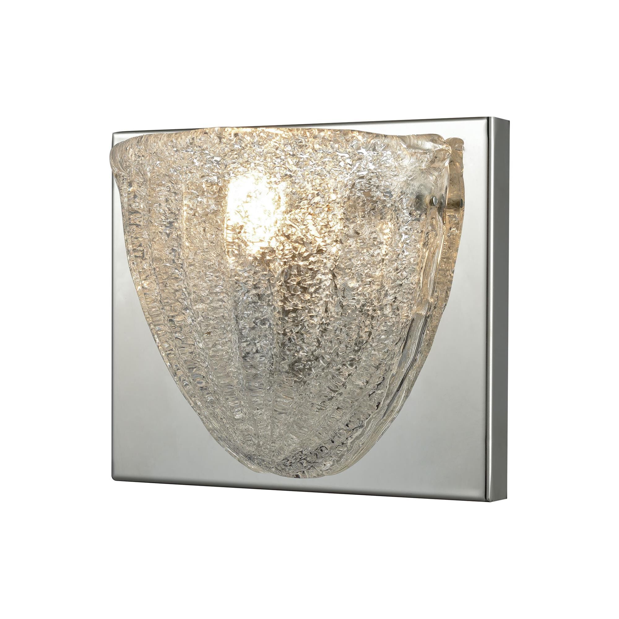 Shown in Polished Chrome finish and Clear Sugar glass