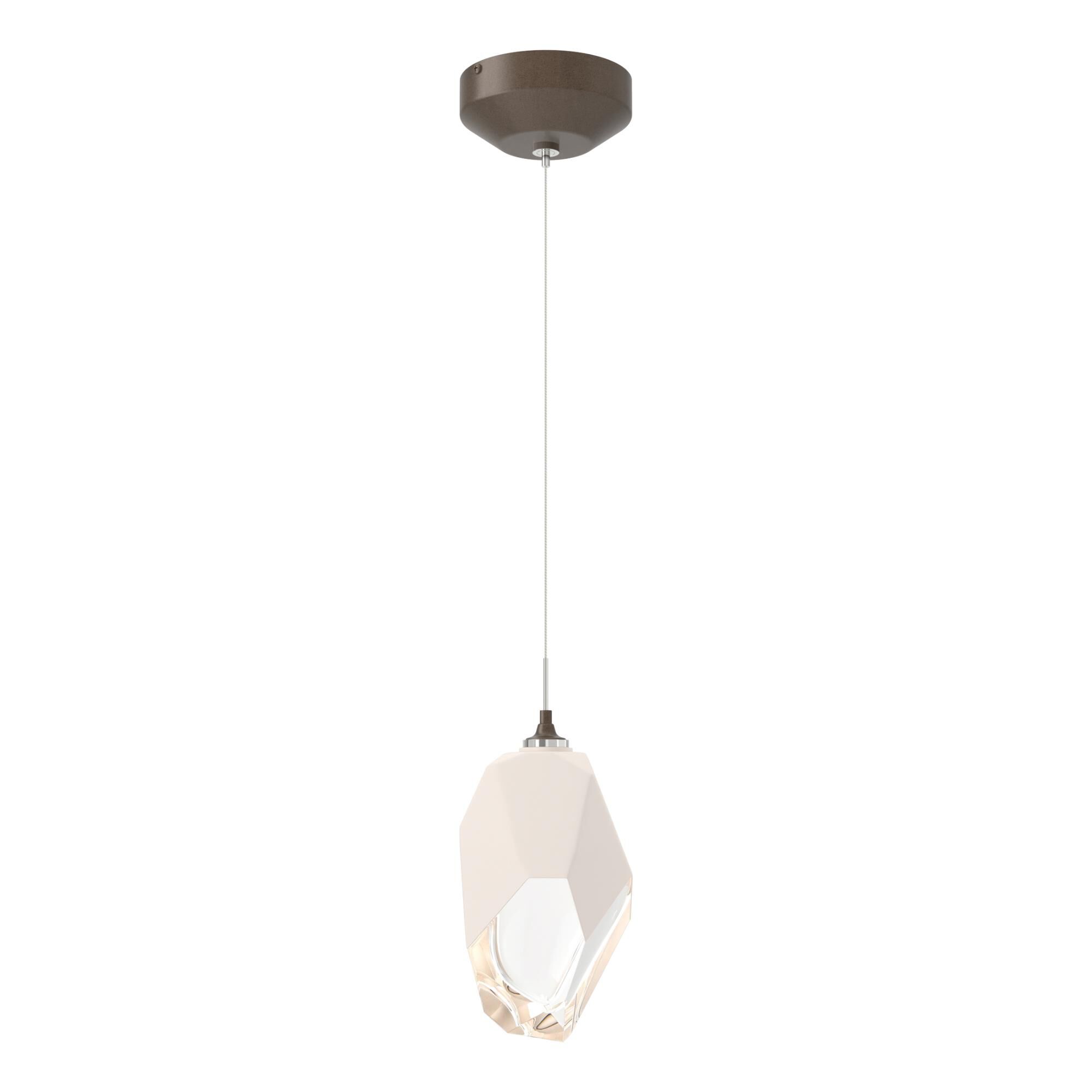 Shown in Bronze finish and White glass and White Glass shade