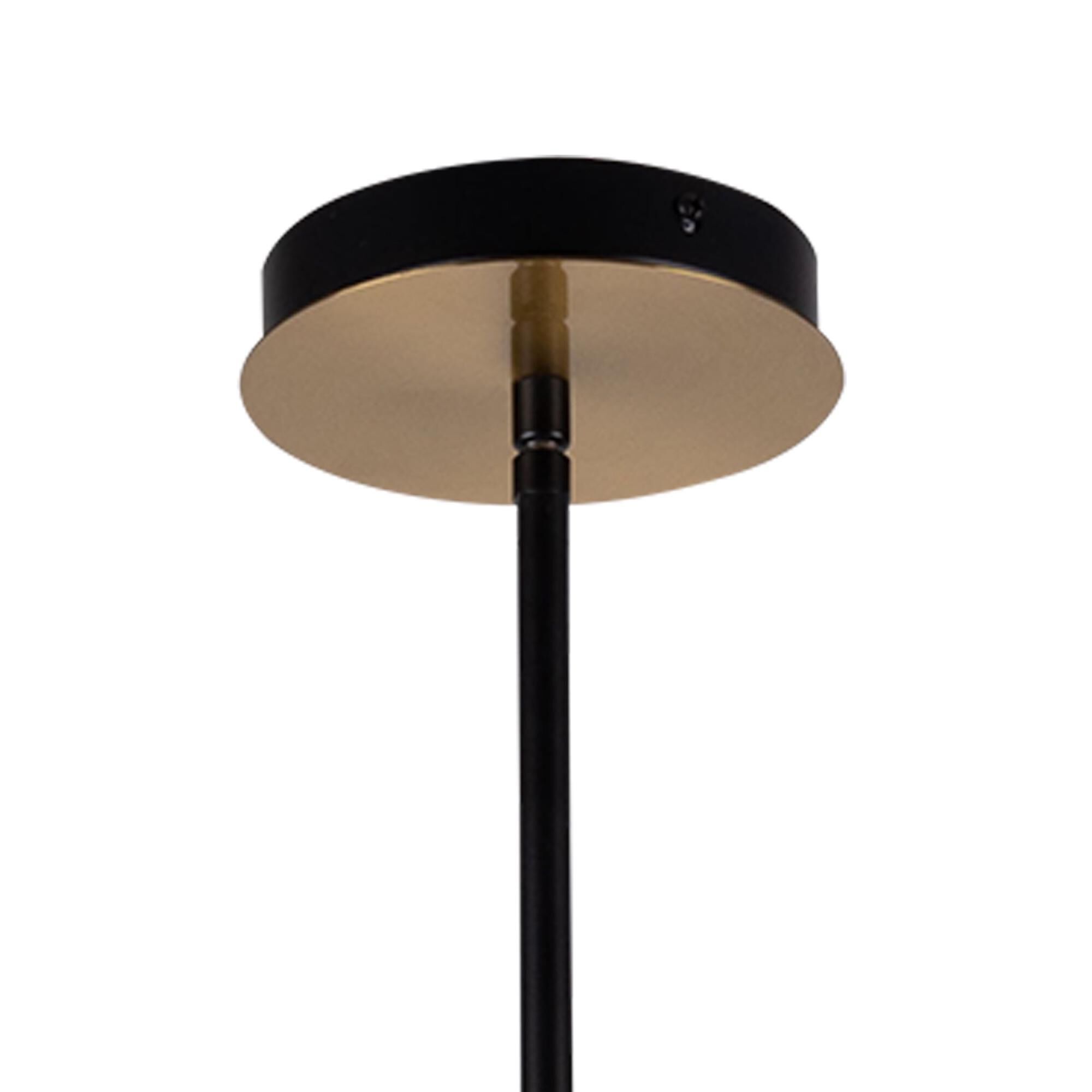 Shown in Matte Black & Brass finish and Glass shade