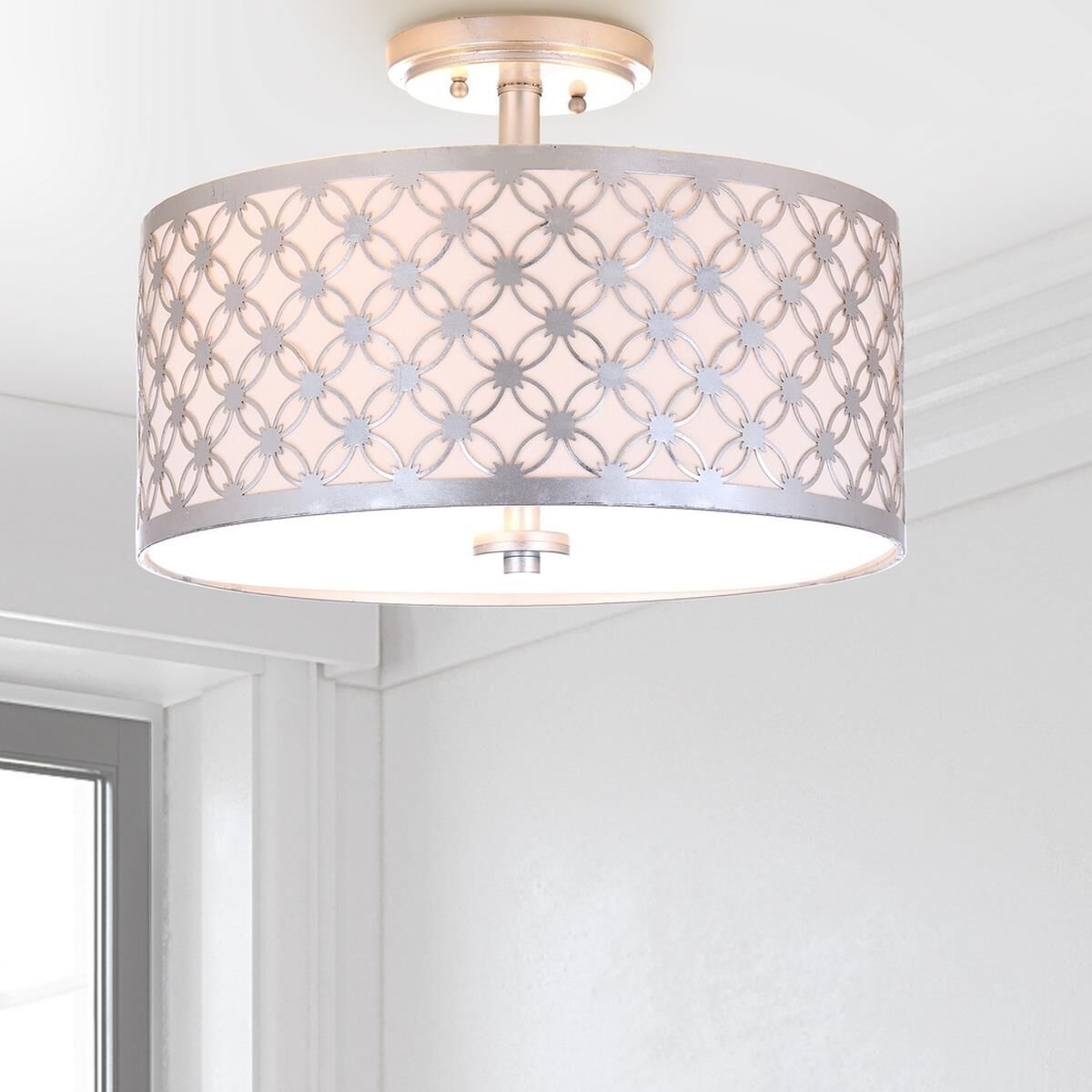 Hutch 16 Inch 3 Light Semi Flush Mount by Safavieh