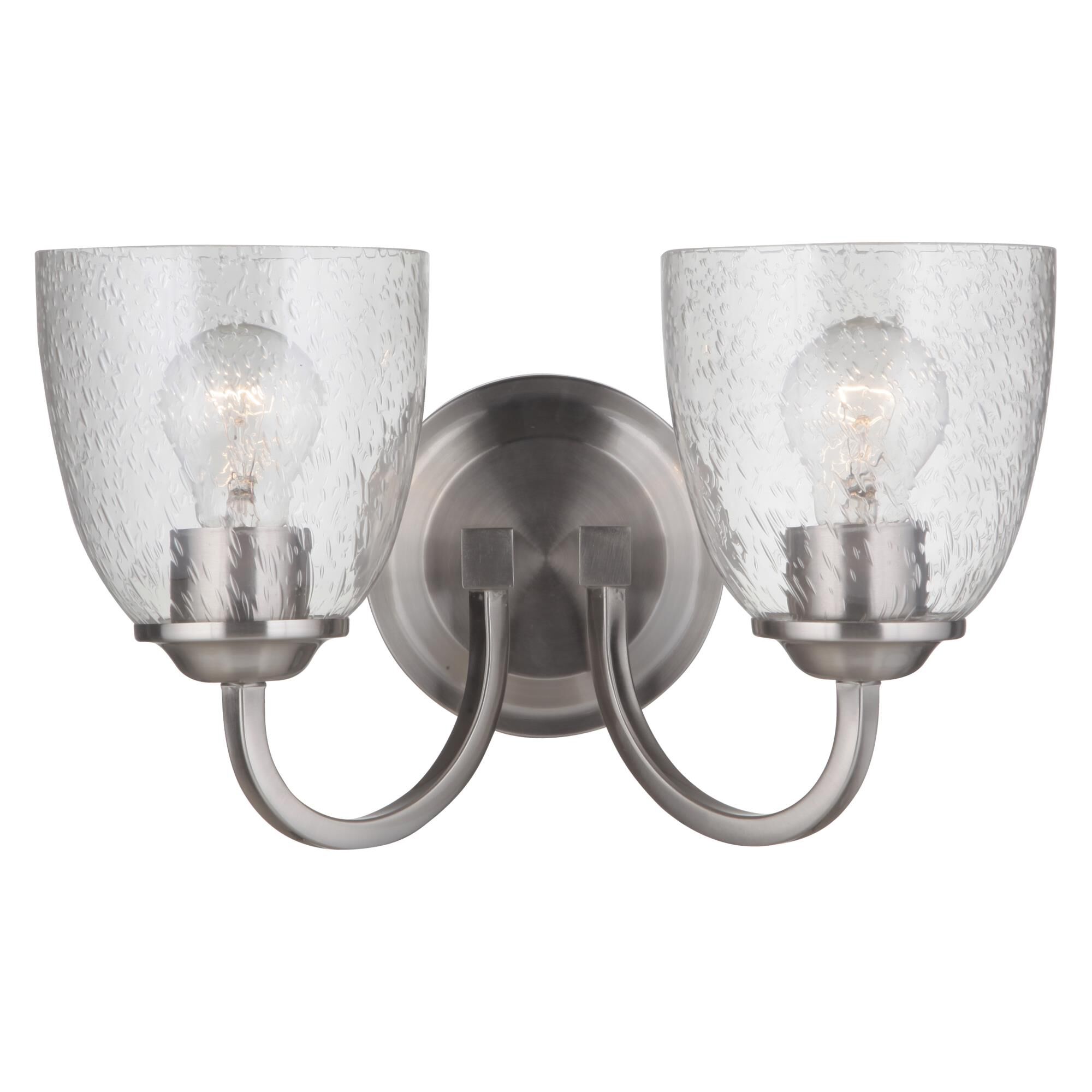 Shown in Brushed Polished Nickel finish and Clear Seeded glass and Glass shade