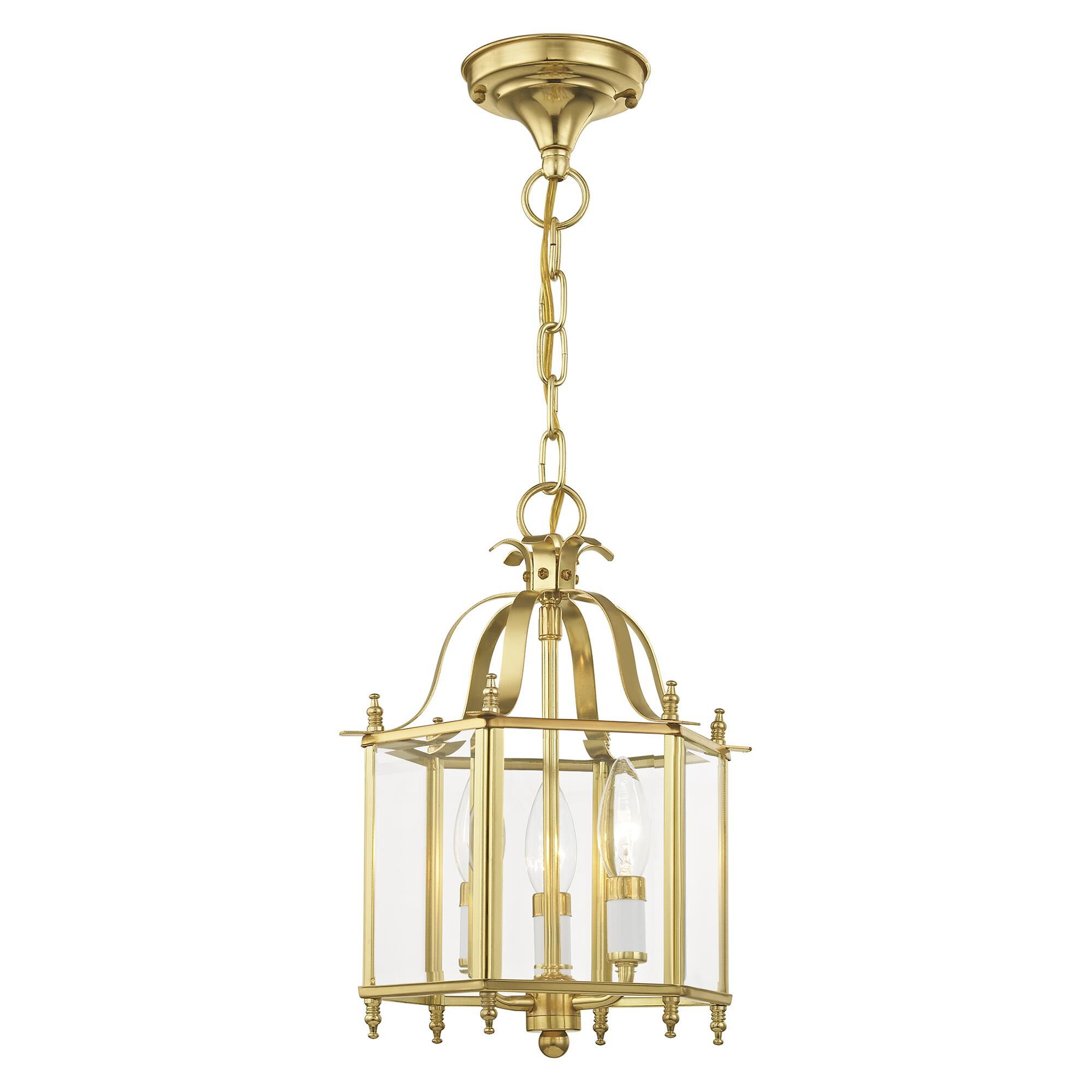 Shown in Polished Brass finish and Clear Beveled glass