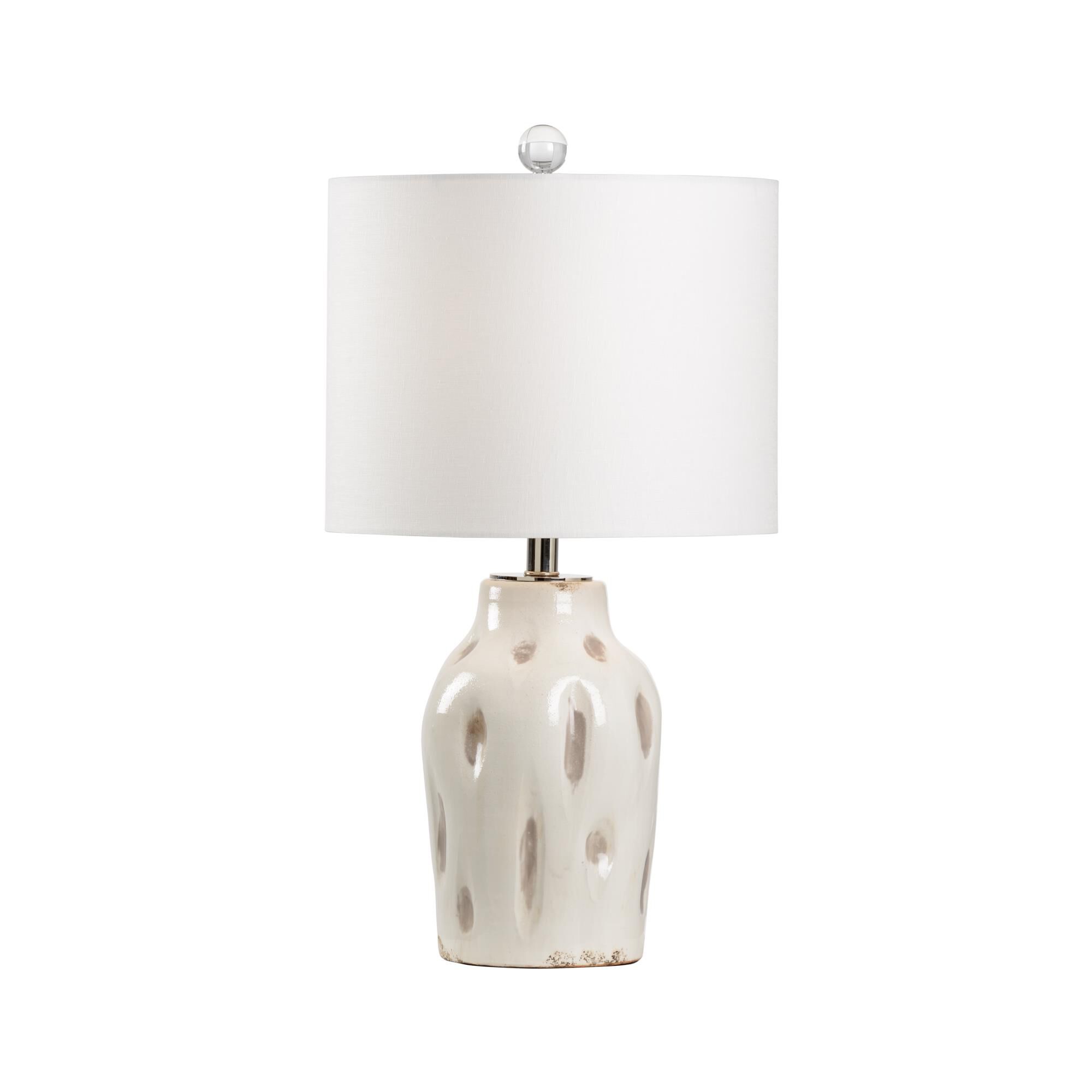 Shown in Aged Cream-Taupe Glaze finish and Off White Linen shade